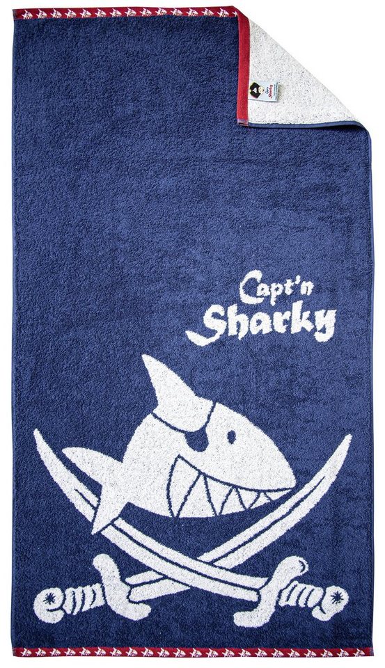 Dyckhoff Duschtuch Kinderfrottierserie 'Capt'n Sharky' Duschtuch 60 x 130  cm Blau, Bis 60°C waschbar und trocknergeeignet