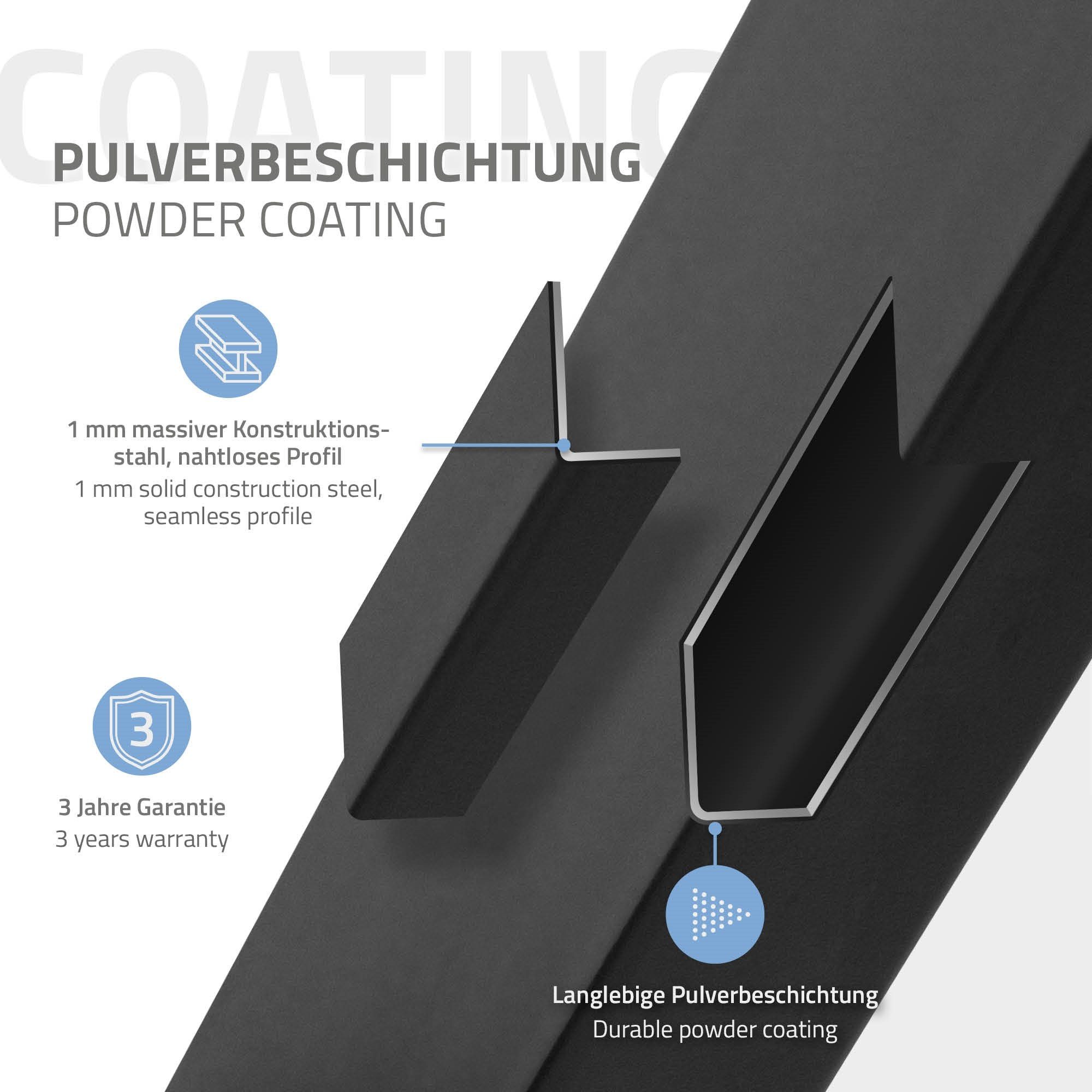 Tischkufen Schwarz 90x72cm Tischbein Stahl Industriedesign Möbelfüße, ECD Germany Tischgestell Tischuntergestell Vierkantprofilen