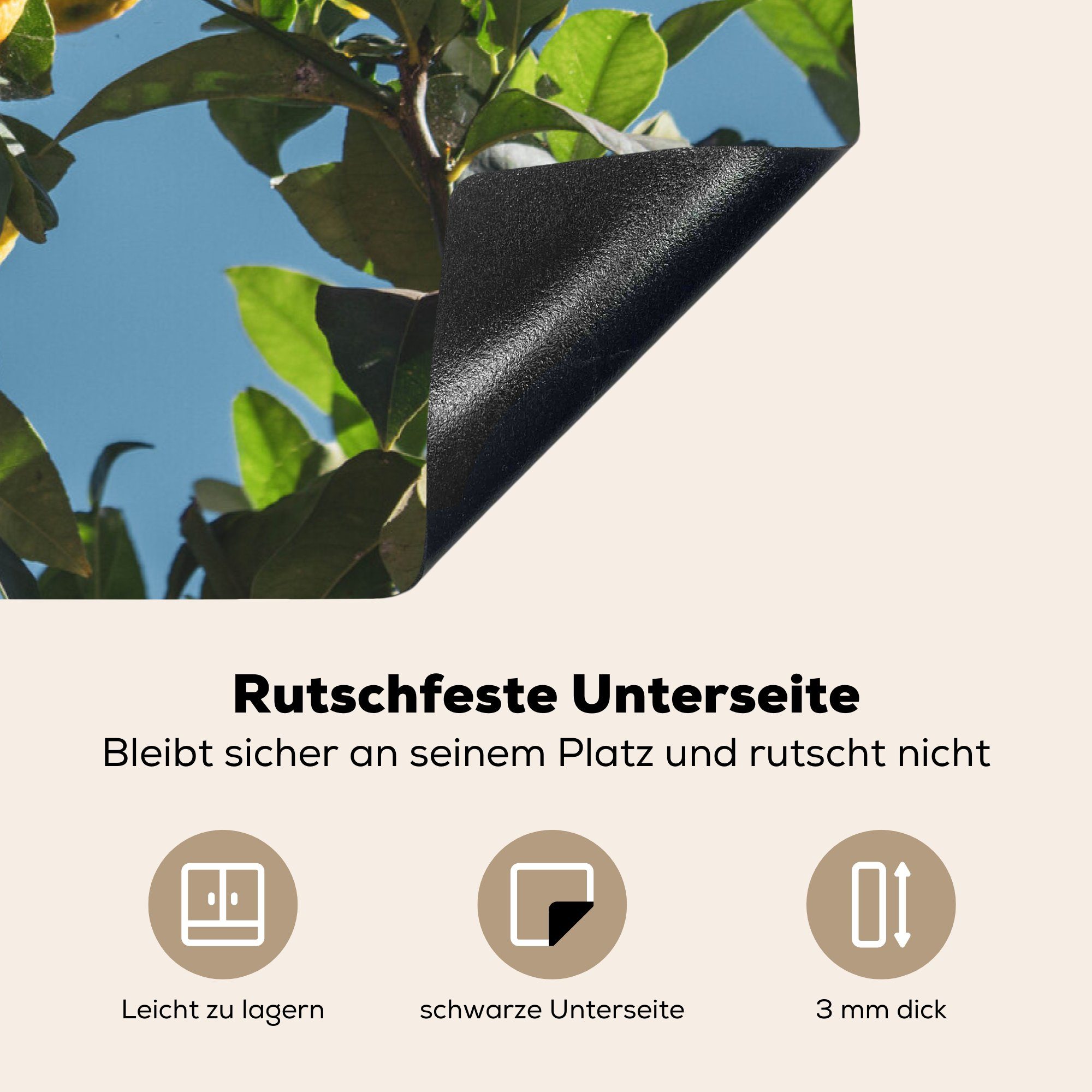 Induktionskochfeld Schutz MuchoWow ab, tlg), cm, Vinyl, für Zitronen Ceranfeldabdeckung küche, 81x52 blauen die sich Herdblende-/Abdeckplatte vom Himmel heben (1