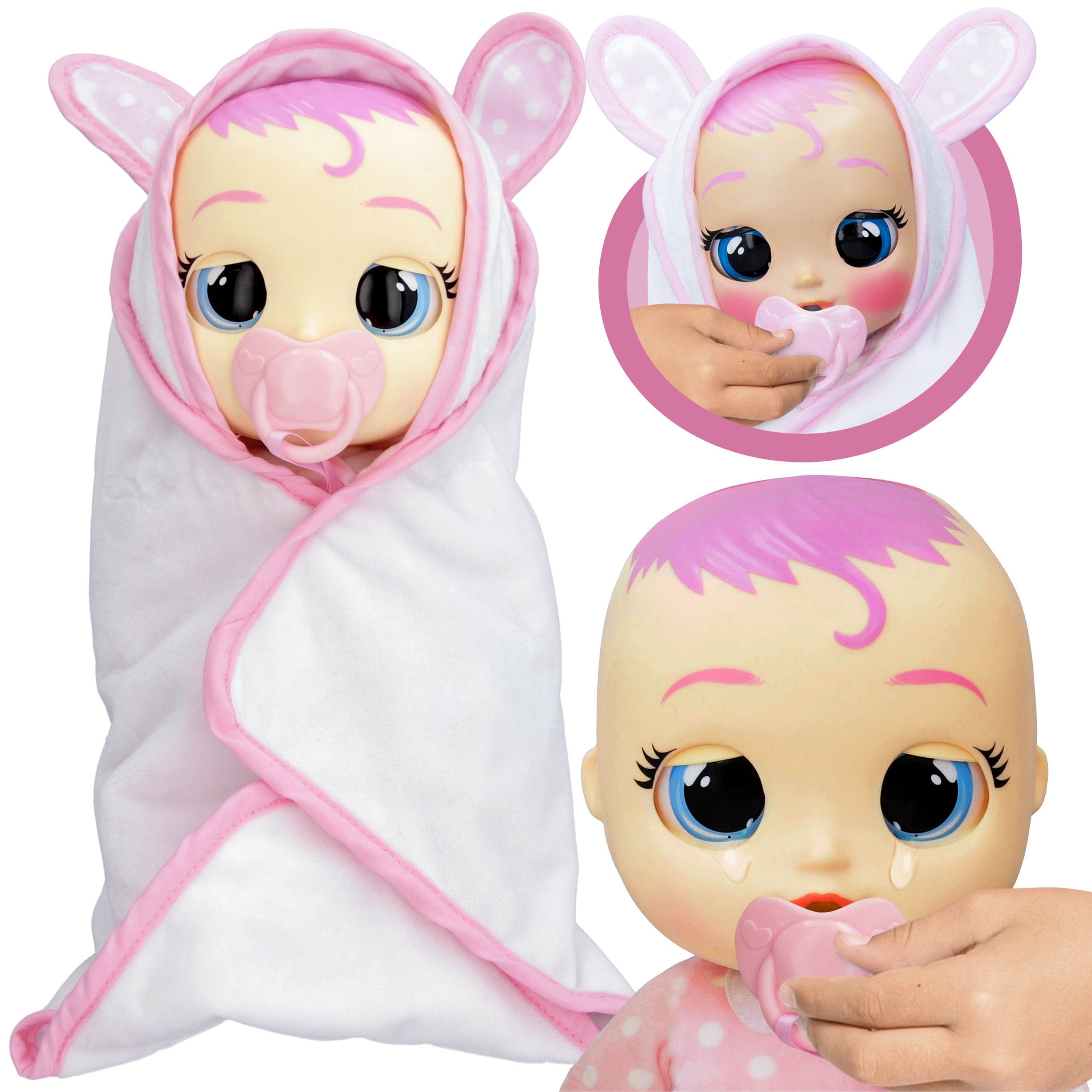 Cry Babies Anziehpuppe Cry Babies Newborn Coney Puppe 30 cm mit Zubehör Tränen Geräusche – Bild 5 von 5
