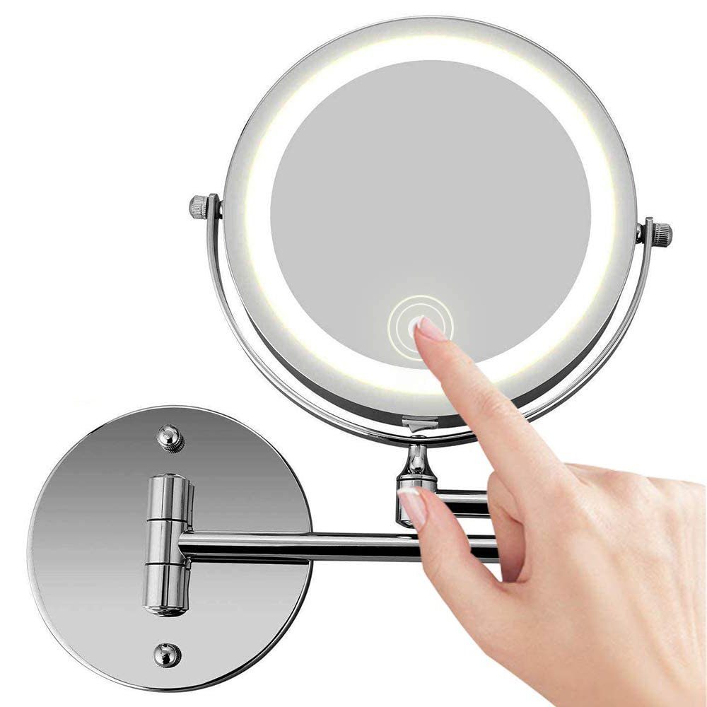 GelldG Kosmetikspiegel Kosmetikspiegel LED Beleuchtet, 1x/10x Wandmontage Doppelseite