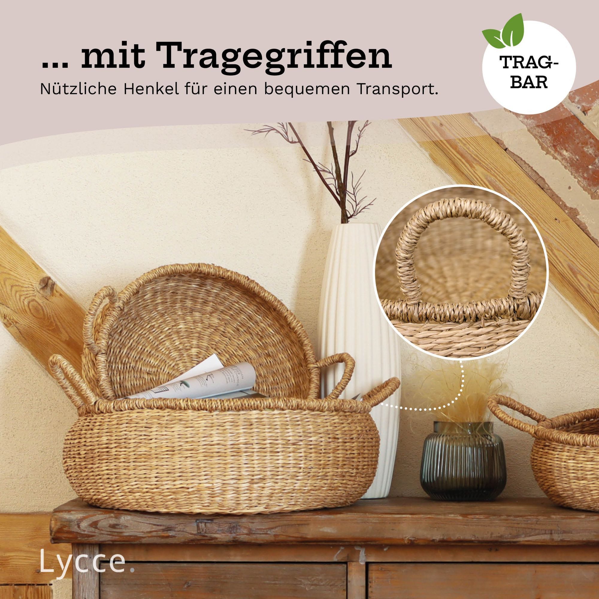 Lycce Wäschebox Aufbewahrungskorb Gr.1 Natur, Korb geflochten aus Seegras – Bild 5 von 5