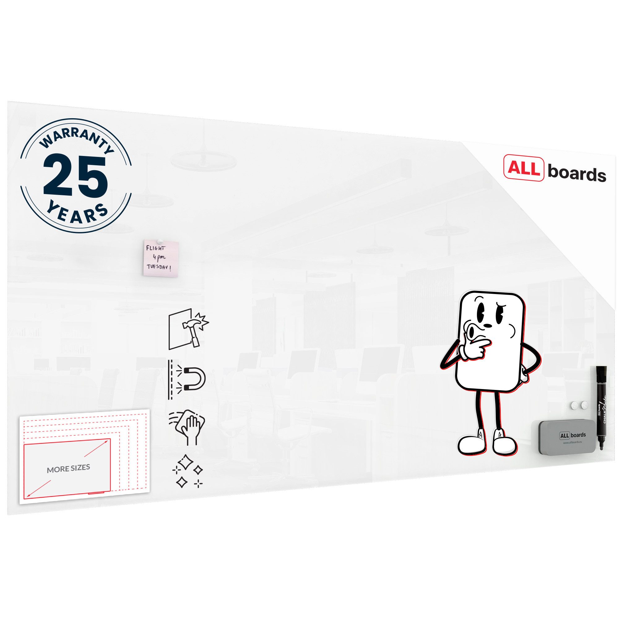 ALLboards Memoboard ALLboards Glastafel Whiteboard Magnettafel Memoboard