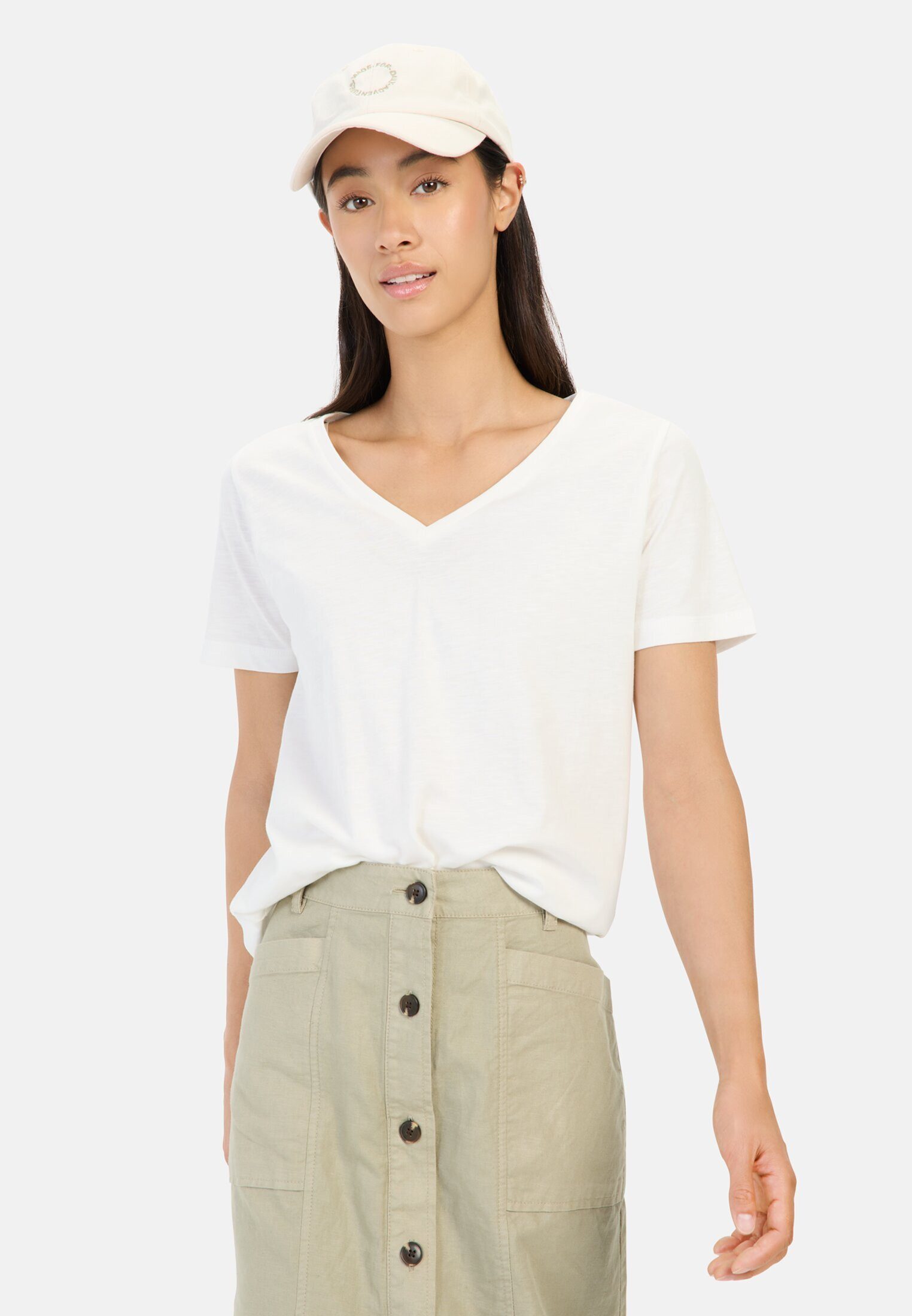 camel active T-Shirt aus reiner Baumwolle Kurzarm V-Ausschnitt günstig online kaufen