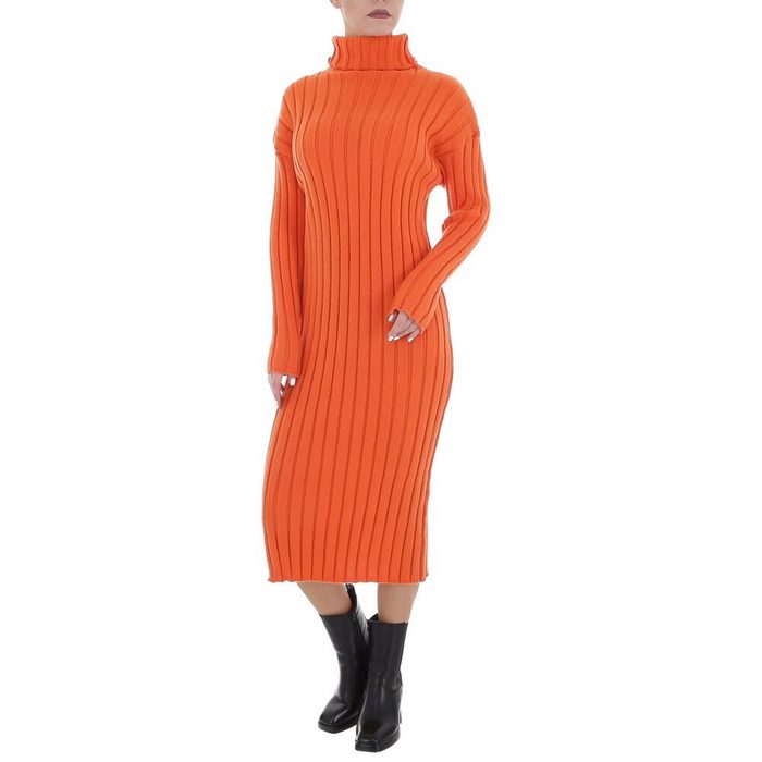 Ital-Design Strickkleid Damen Freizeit Stretch Strickoptik Stretchkleid in Orange