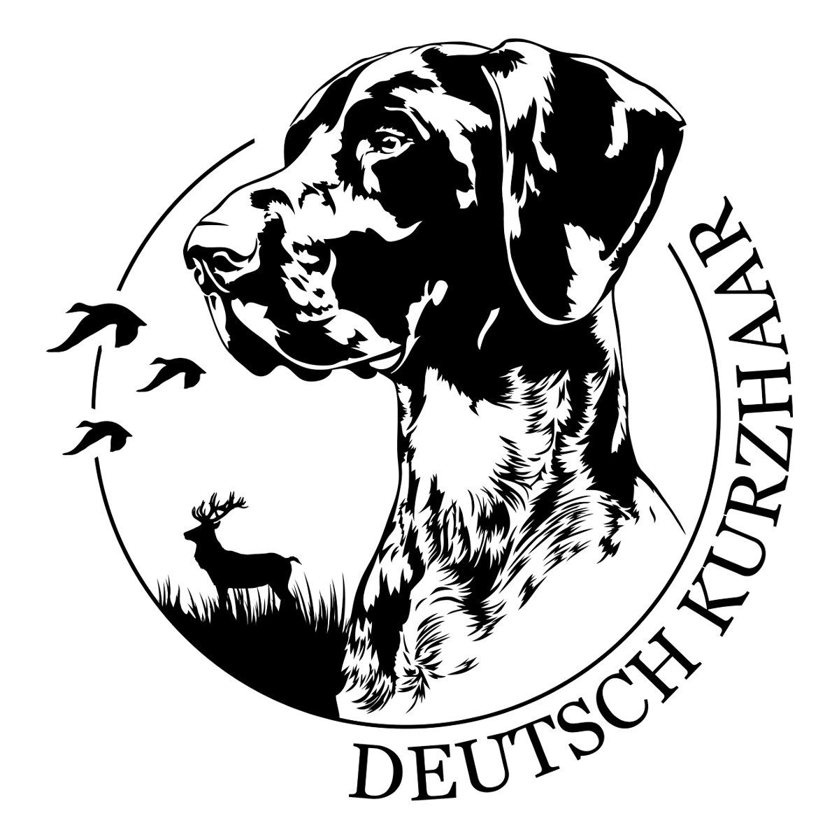Spreadshirt Aufkleber Deutsch Kurzhaar Jagdhunde Portrait Hund Sticker Aufkleber