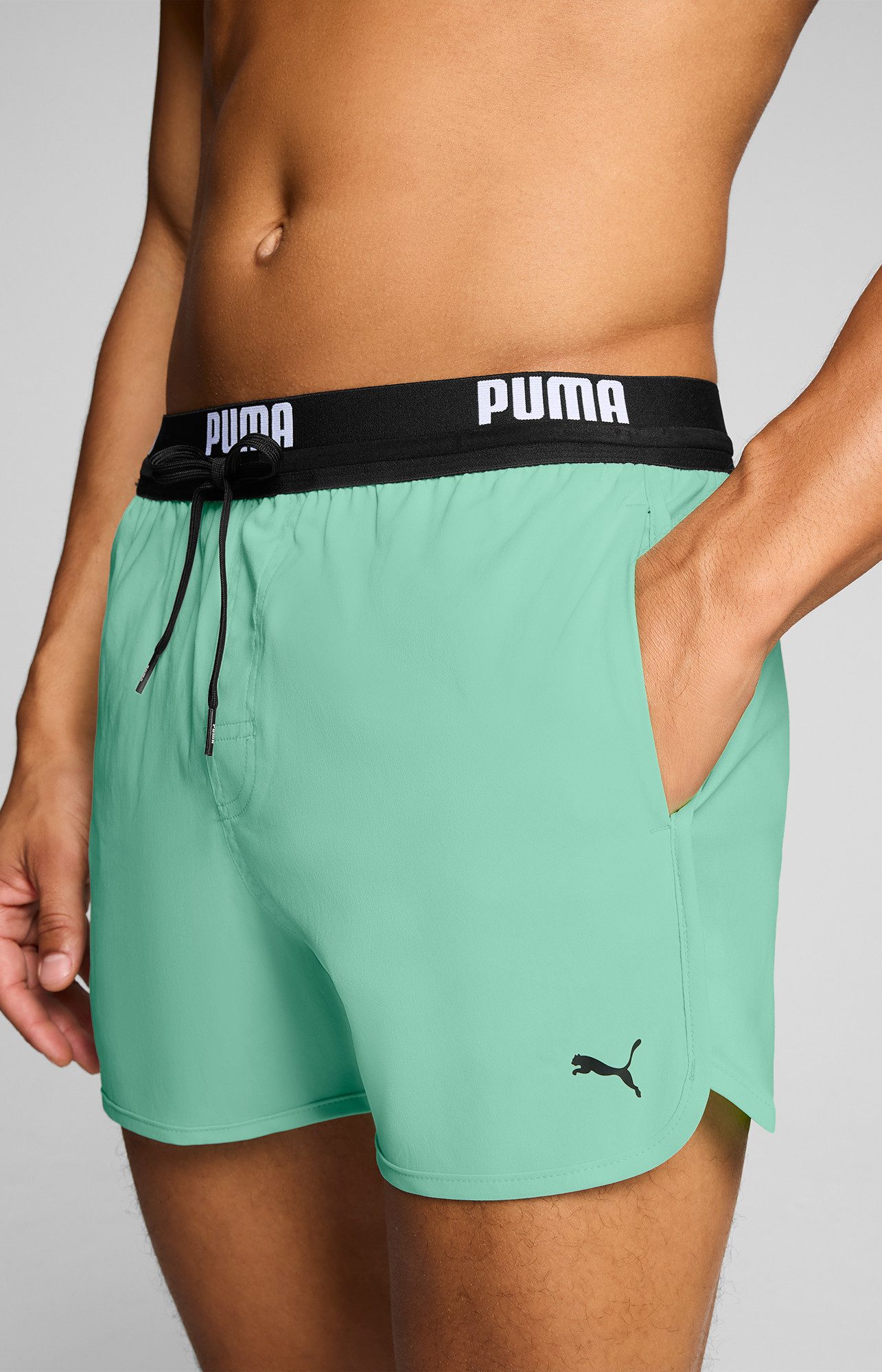 PUMA Badeshorts PUMA SWIM MEN TRACK SHORT SHORTS mit Gummizug und Bindekordel