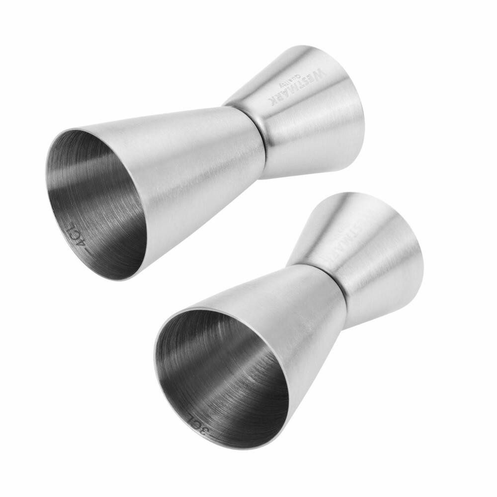 WESTMARK Barmaß Jigger für Cocktails, je 2 Maßeinheiten: 2/4 cl und 2/3 cl, Edelstahl, praktisches Hilfsmittel, zwei Funktionsseiten, spülmaschinengeeignet