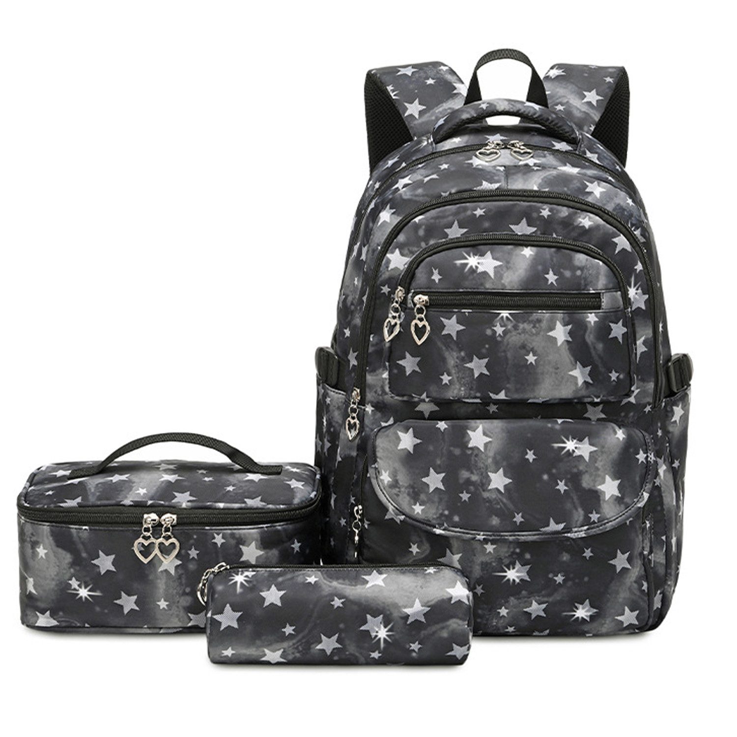 MOPUEA Schulrucksack 3 Stück Schulrucksack-Set Schultasche Teenager Turnbeutel (Langlebiges Material & pflegeleicht, 3-tlg., 3-teiliges Set – praktisch & vielseitig), Atmungsaktiv & durchdacht organisiert