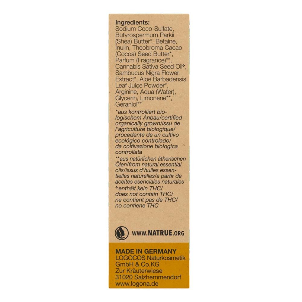 LOGONA Festes Haarshampoo Hanf & Holunder - Festes Pflegeshampoo 60g