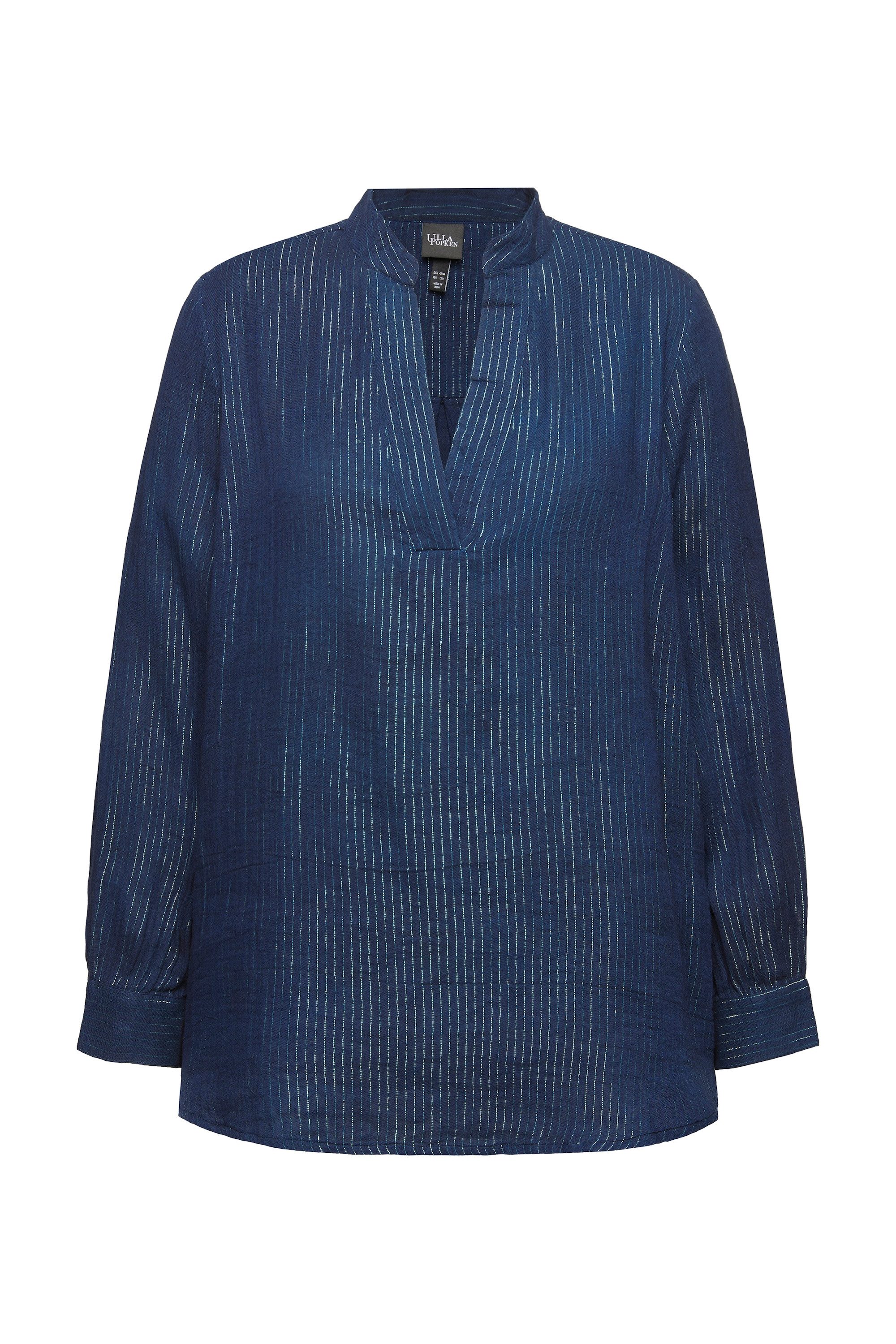 Ulla Popken Longbluse Bluse Metallic-Streifen A-Linie günstig online kaufen