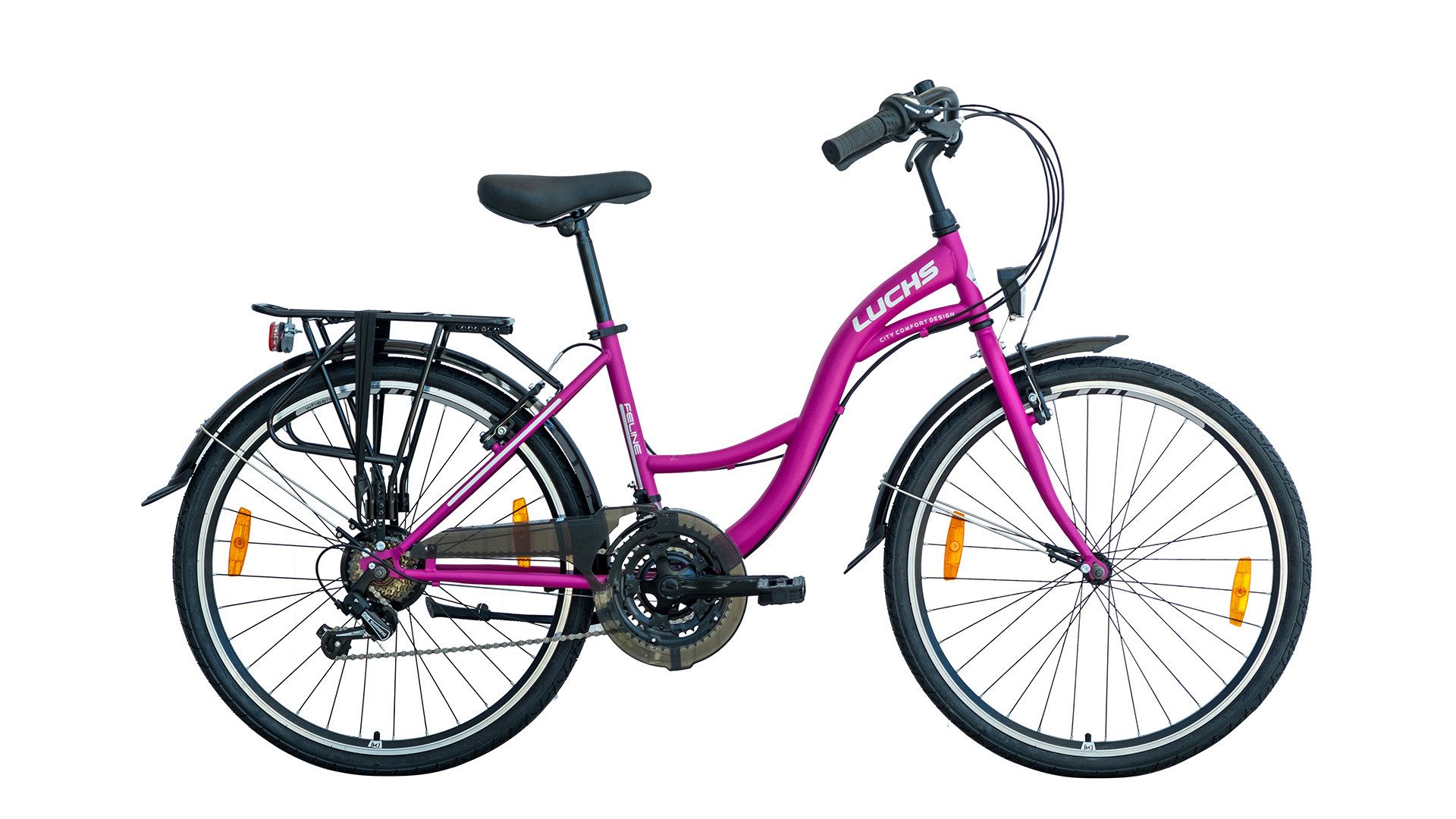 LUCHS Cityrad 26" Zoll "Feline" Cityrad Trekkingrad Hollandrad Mädchen und Damenrad, 21 Gang SHIMANO, ab 150cm / Rahmenhöhe 46cm