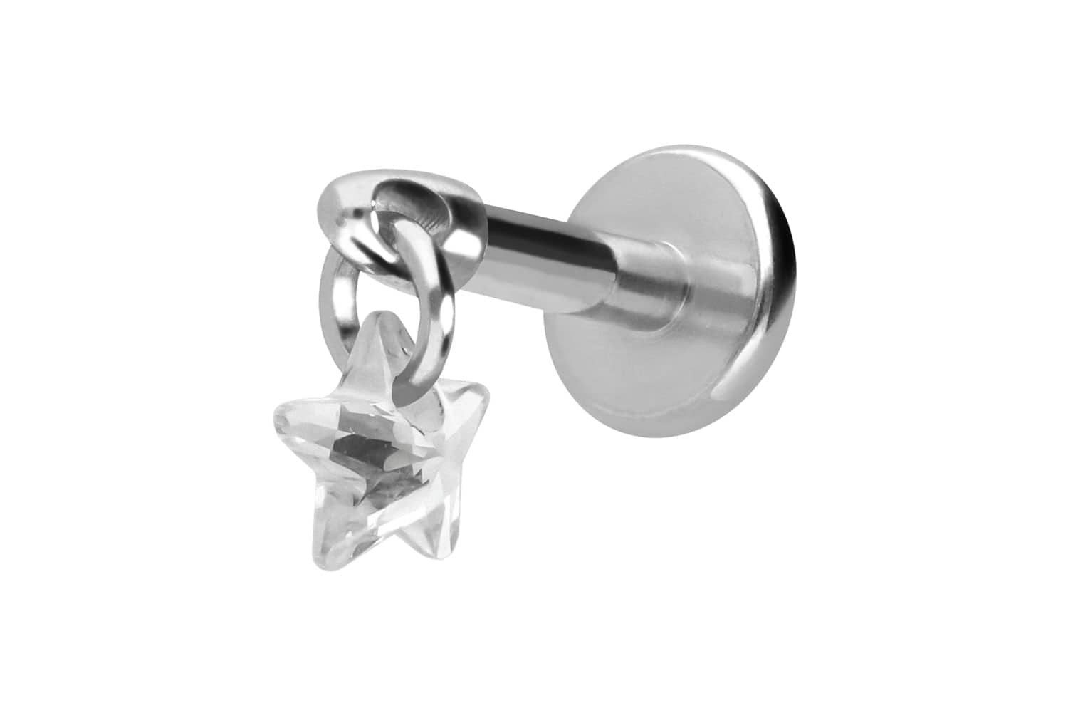 Piercing-Set Titan Labret mit Innengewinde KRISTALLSTERN