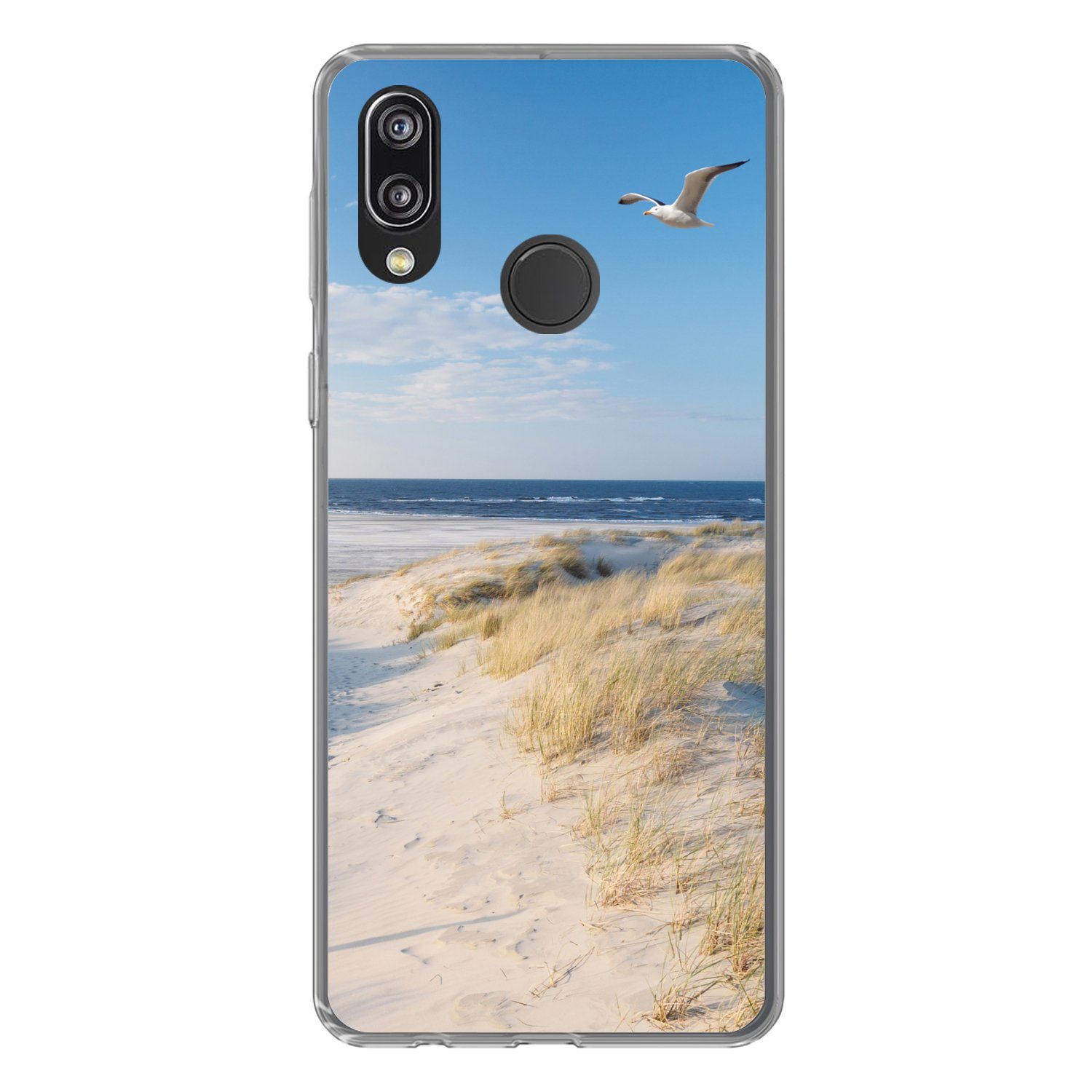 MuchoWow Handyhülle für Huawei P20 Lite (2020) Düne - Möwe - Strand - Meer - Sonne, Handy Case, Silikon, Bumper Case Dünn