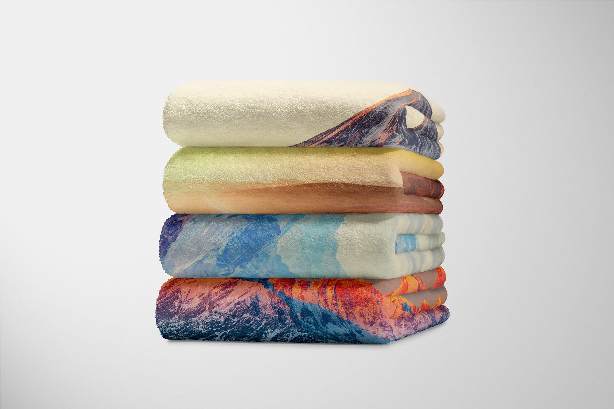 Berge mit Himmel, Handtücher Horizont Kuscheldecke Handtuch Wolken Art Baumwolle-Polyester-Mix (1-St), Saunatuch Sinus Handtuch Fotomotiv Strandhandtuch