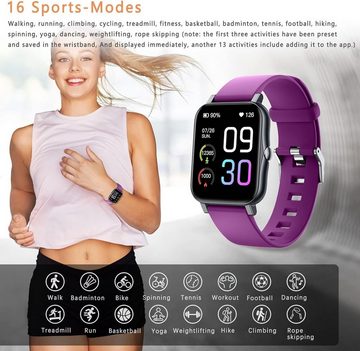SUPBRO Messgeräte Pulsuhr Schrittzähler Uhr für Damen Herren Smartwatch (1,69 Zoll, Android iOS), Mit Schrittzähler Fitness Herzfrequenzmesser IP68 Wasserfest Sportuhr