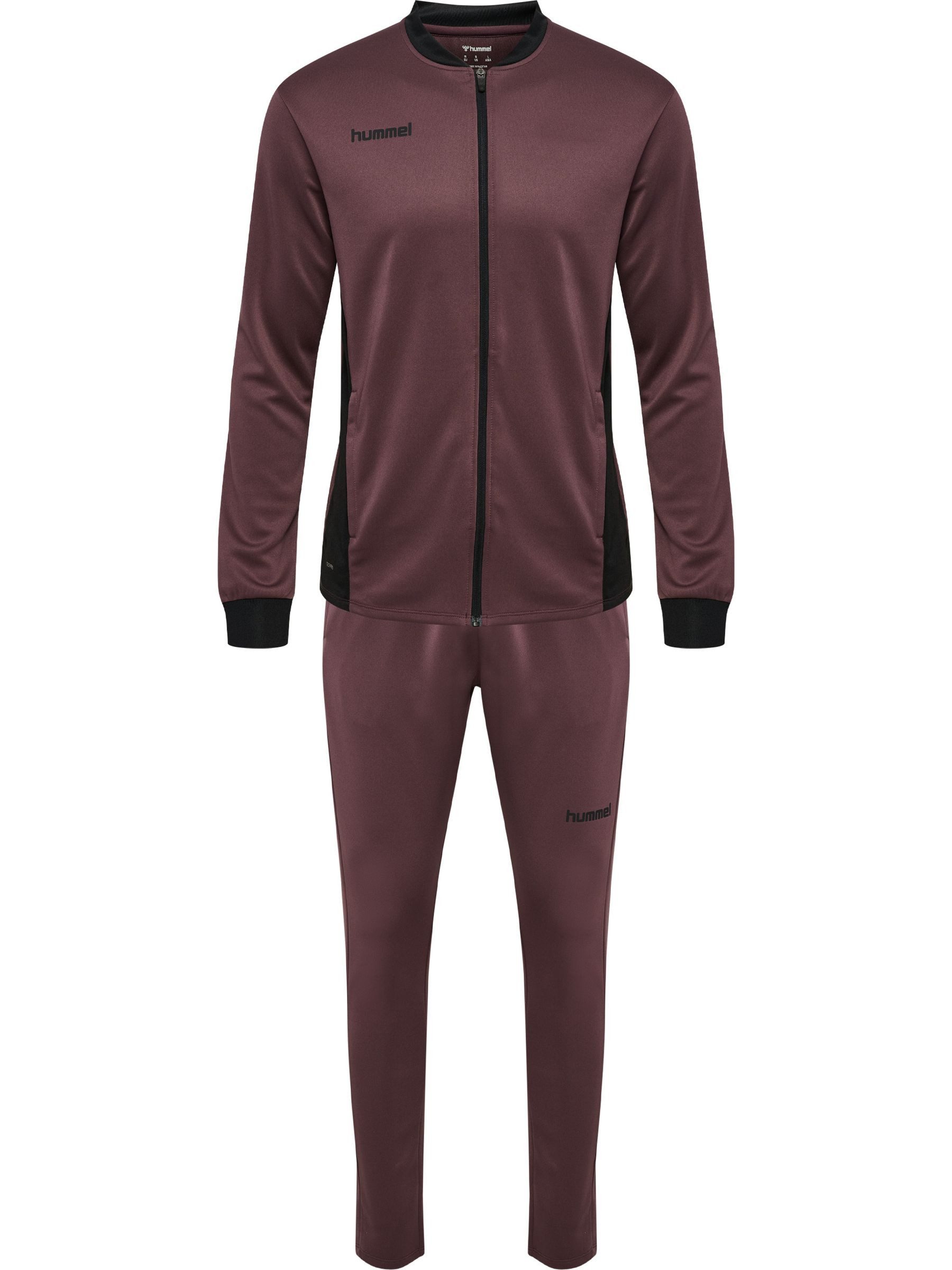 hummel Trainingsanzug Durchgehender Reißverschluss Kontrastdesign Logodetails für Herren (2-tlg), Recyceltes Material, Nachhaltig, Bedruckt, Elastischer Bund