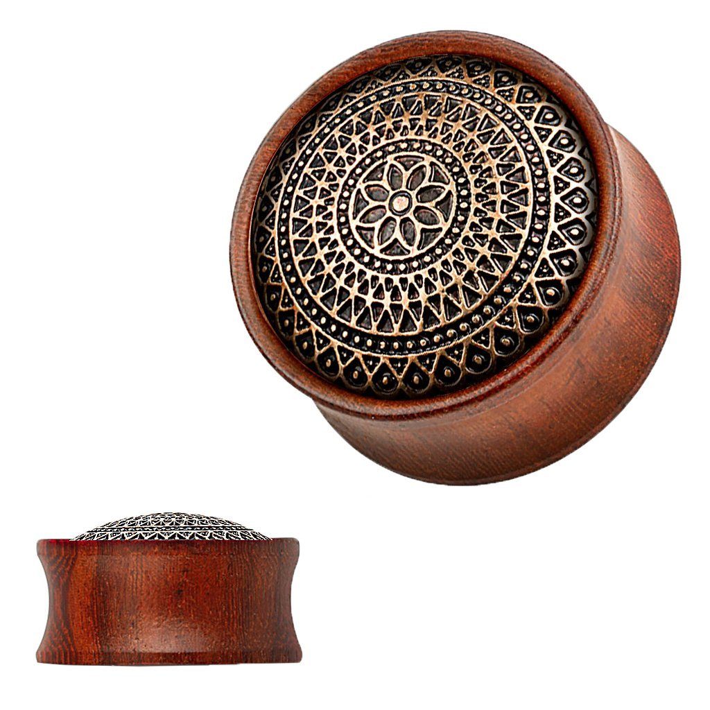 Taffstyle Plug Piercing Organic Sattel Holz Muster Blume, Ohr Plug Flesh Tu günstig online kaufen