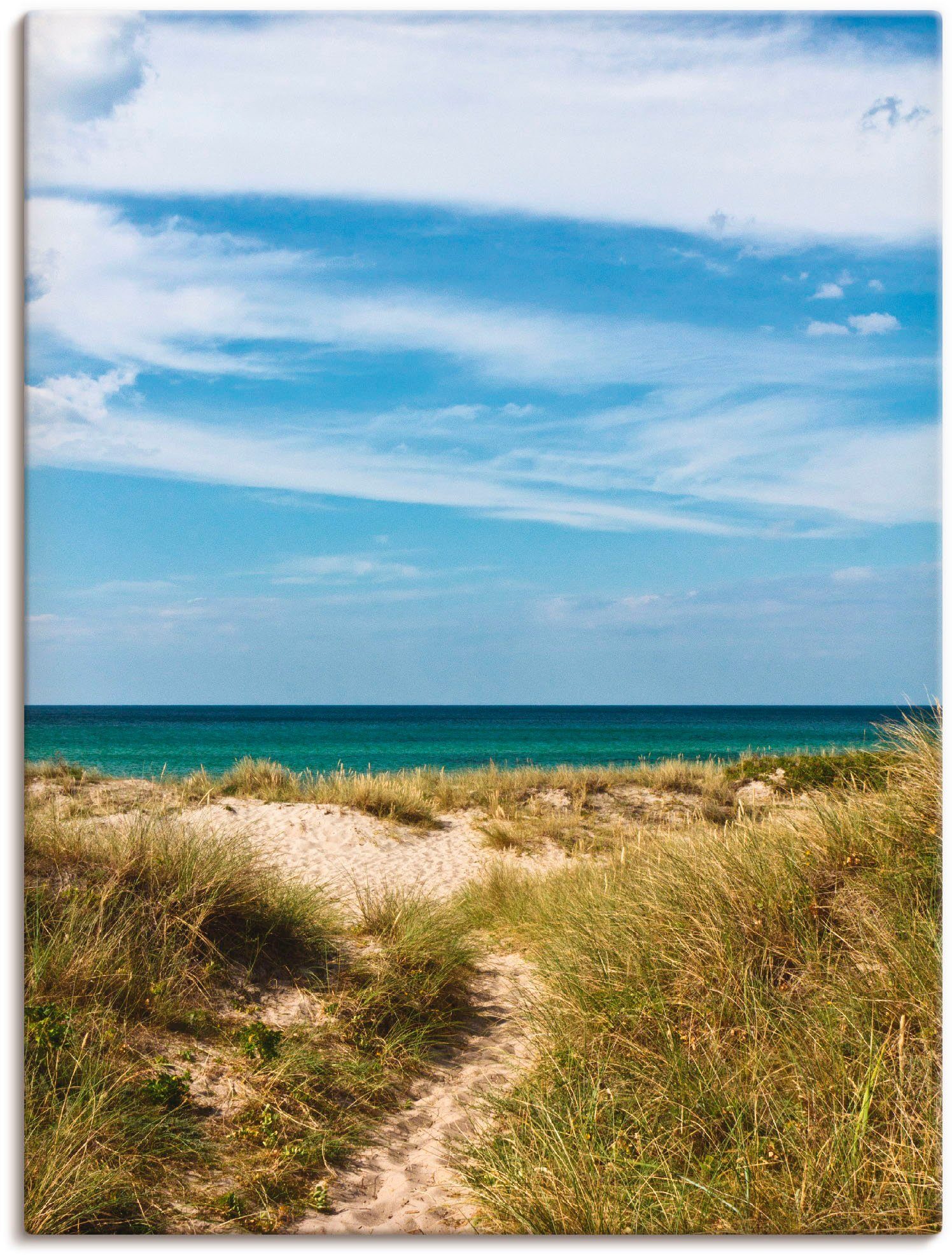 Artland Wandbild In den Dünen Leinwandbild, I, Größen Poster (1 als Strand in versch. Wandaufkleber Alubild, Dänemarks St), oder