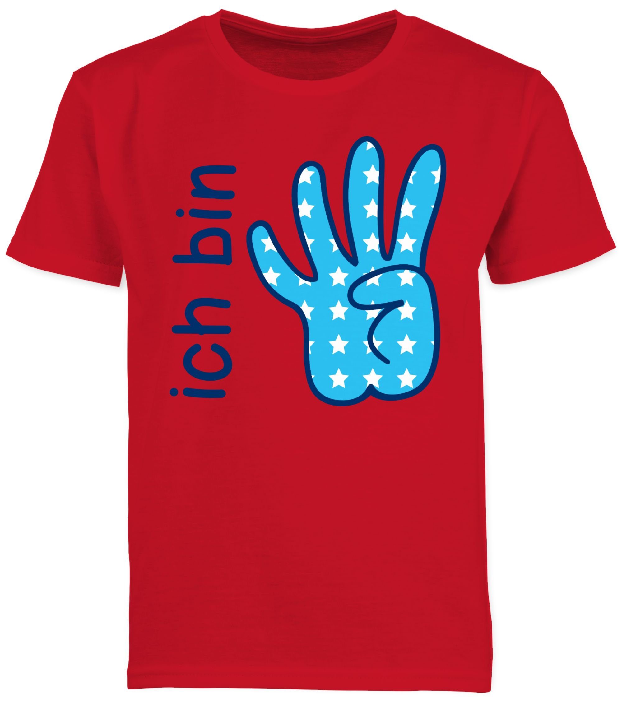 vier 4. Rot 02 T-Shirt Geburtstag Zeichensprache Shirtracer blau Ich bin