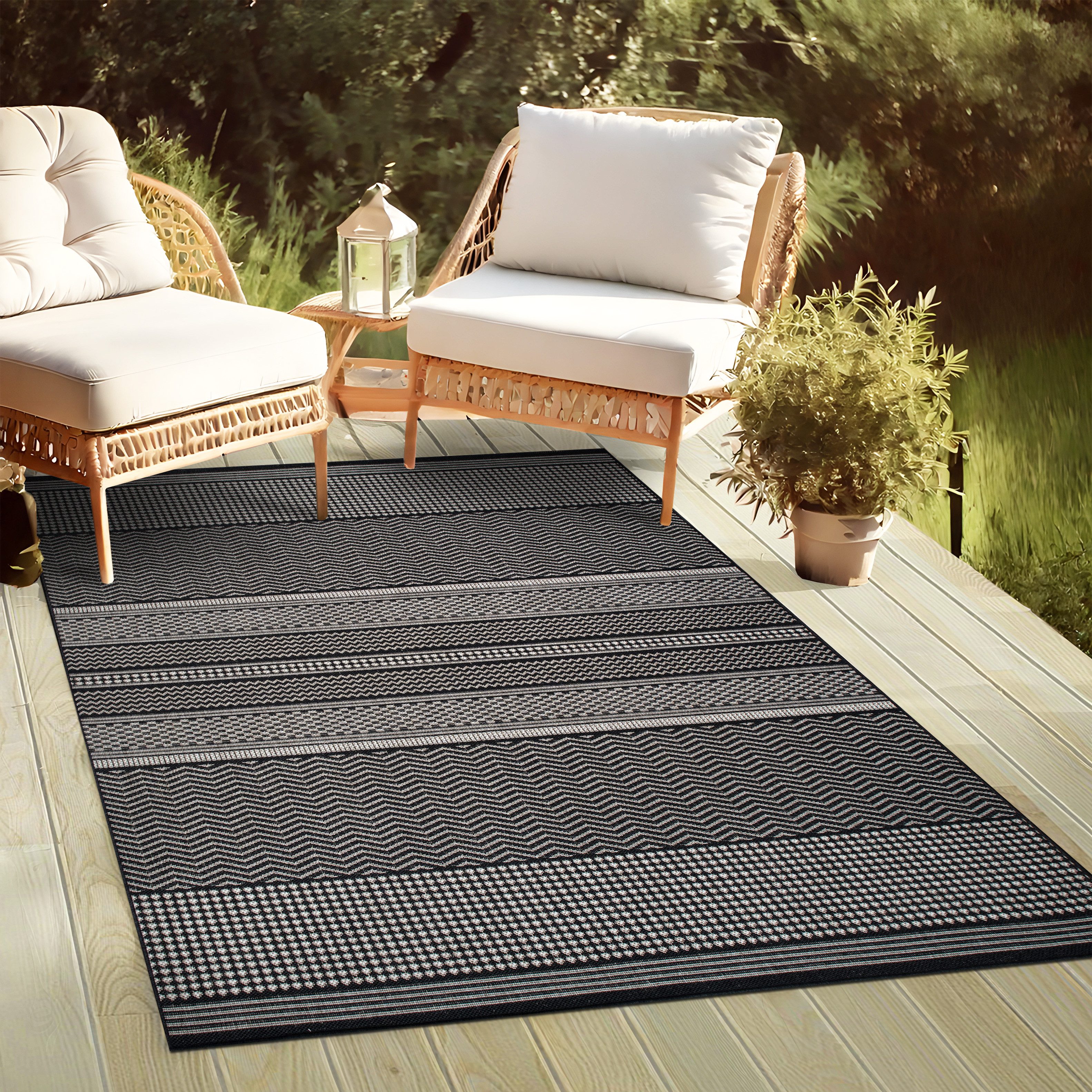oKu-Tex Outdoorteppich PLUTUS In- & Outdoor Teppich, Flachgewebe, Sisaloptik, rechteckig, Höhe: 3 mm