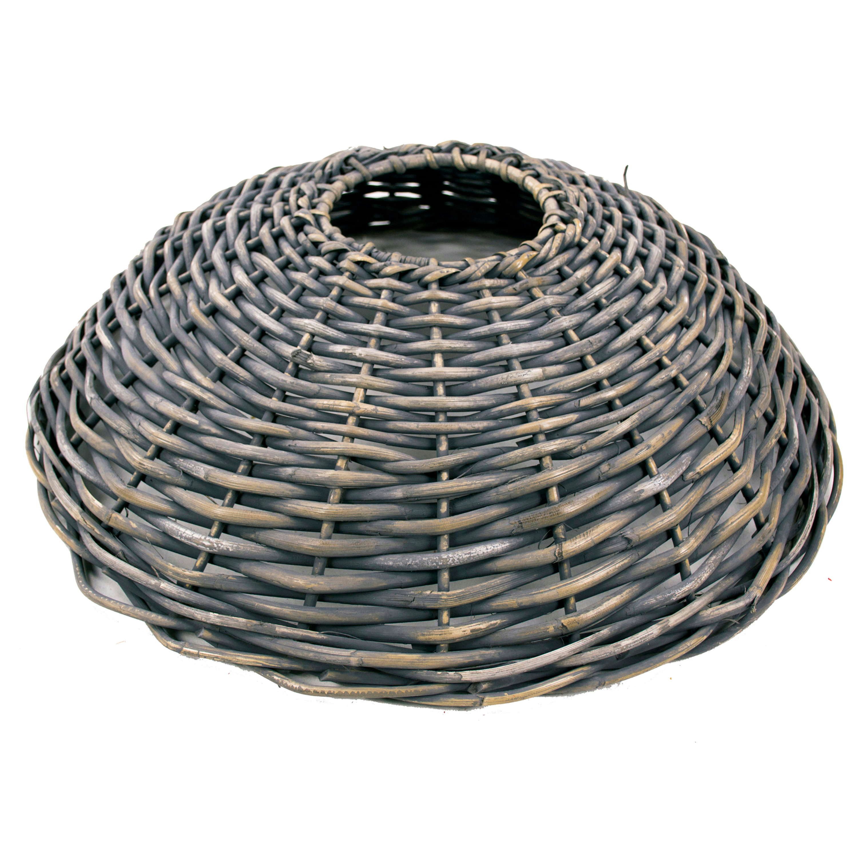 artplants Weihnachtsbaumdecke Weihnachtsbaumkorb Jericho aus Rattan, grau, 21cm, Ø87cm