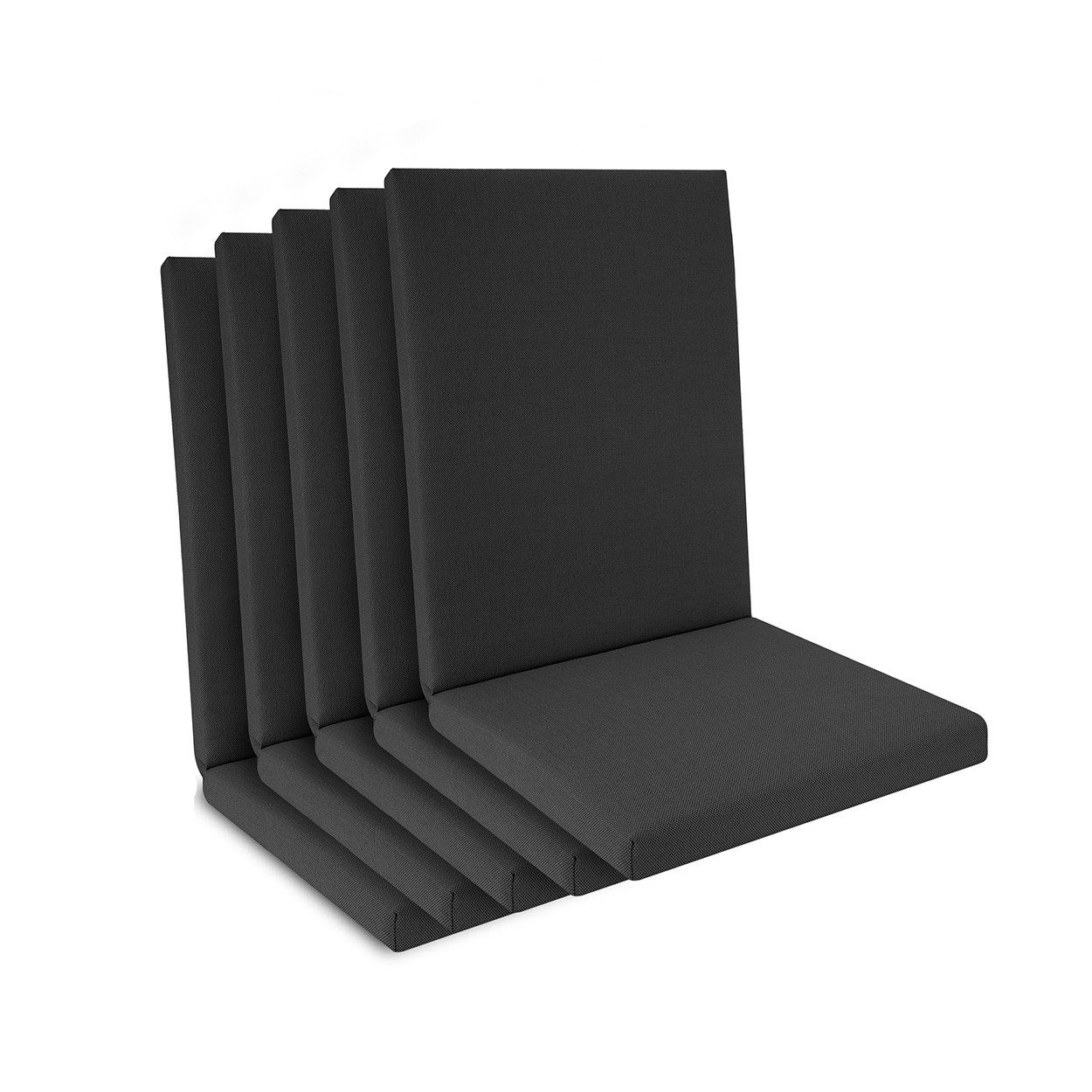 Beautissu Sitzauflage 5er Set Niedriglehner Auflage wasserdicht 100x50x5,5cm Anthrazit, UV-beständig Bequem Pflegeleicht Waschbar Sitzkissen Gartenstuhl