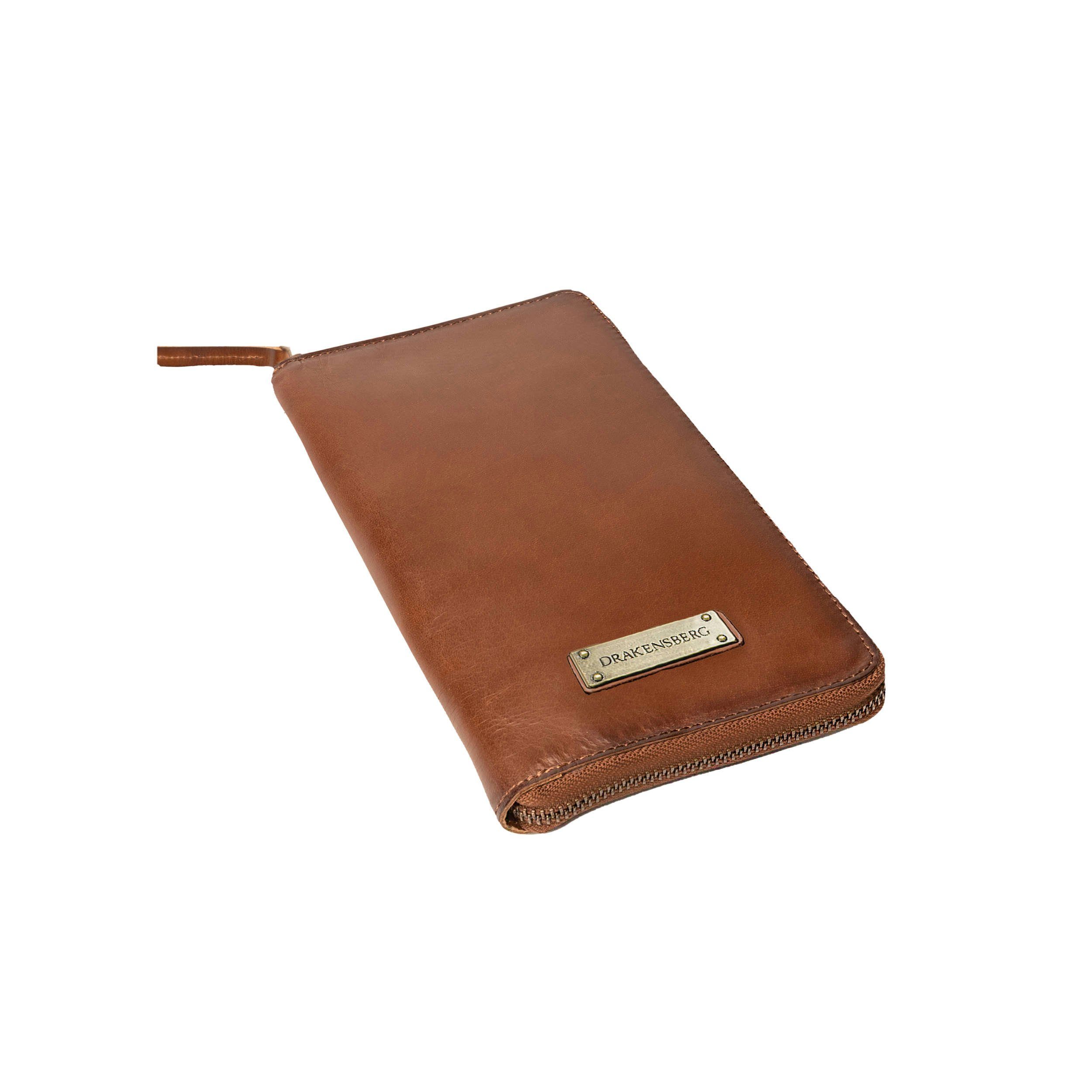 DRAKENSBERG RFID und Vintage-Braun, Reisebrieftasche Brieftasche mit »Travis« Reise-Organizer Leder Schutz Reisegeldbeutel große