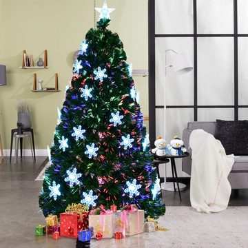 COSTWAY Künstlicher Weihnachtsbaum, mit Sternspitze & Glasfaser-Farbwechsel