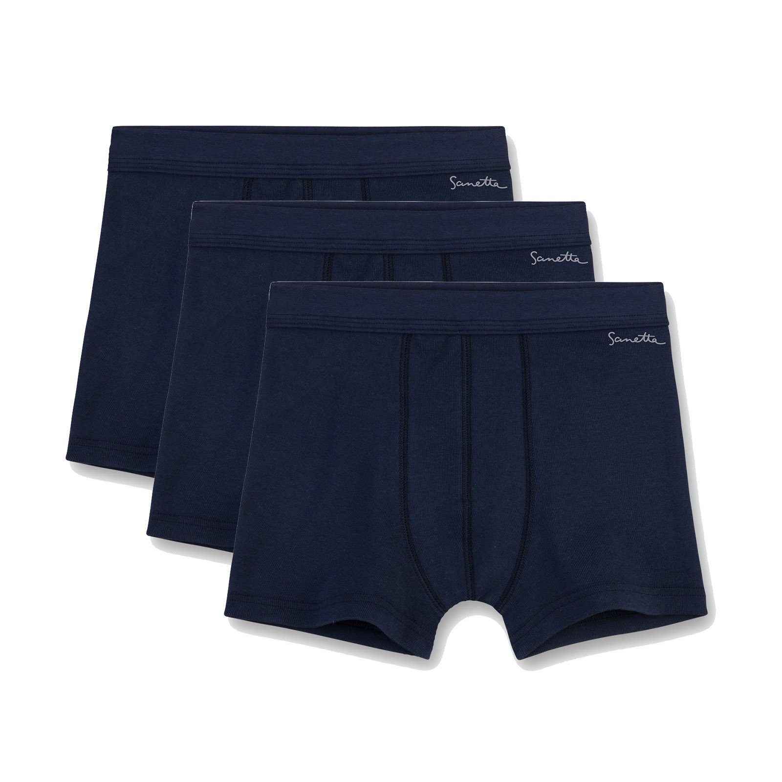 Sanetta Boxer Jungen Shorts 3er Pack - Pant, Unterhose, Organic Blau