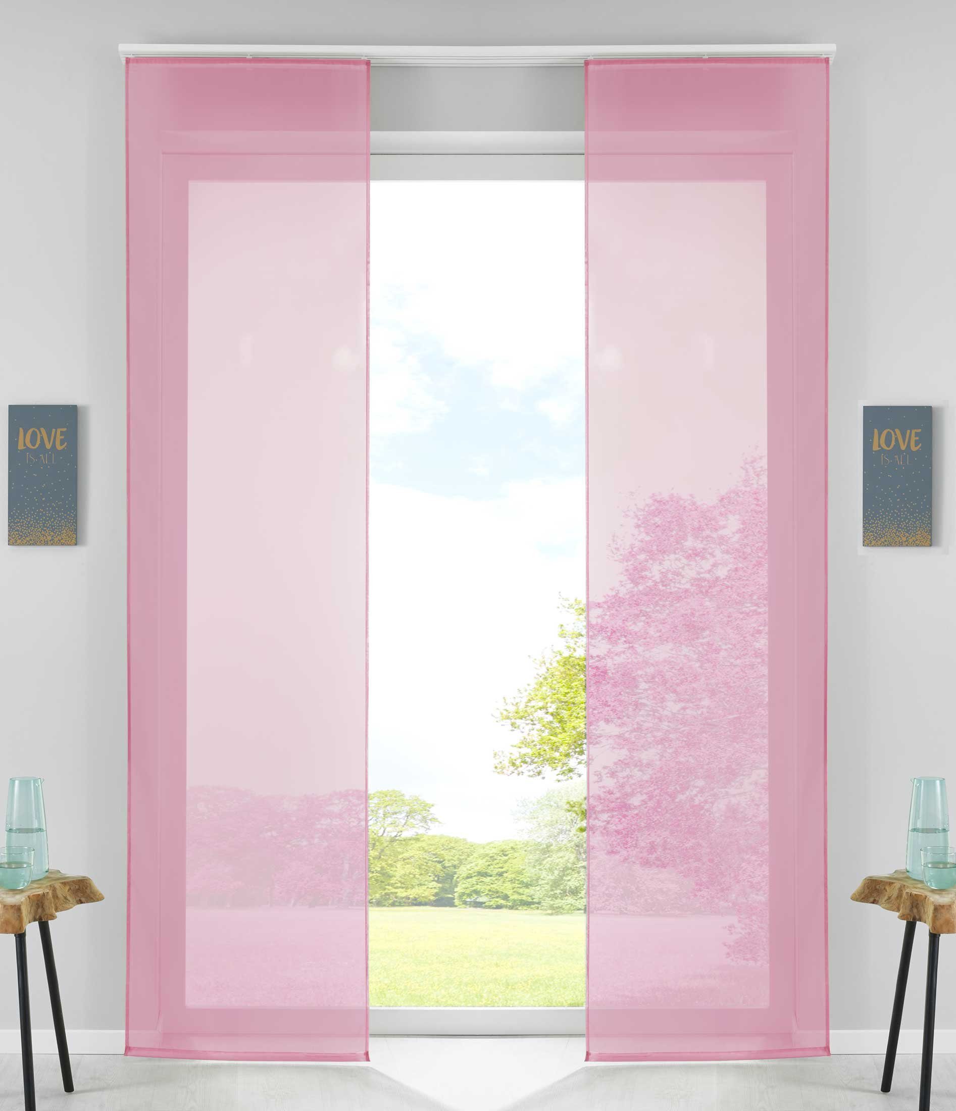 Gardinenbox Schiebegardine (2 St), Paneelwagen, transparent, Flächenvorhänge Voile Transparent inkl. Paneelwagen 85589N2