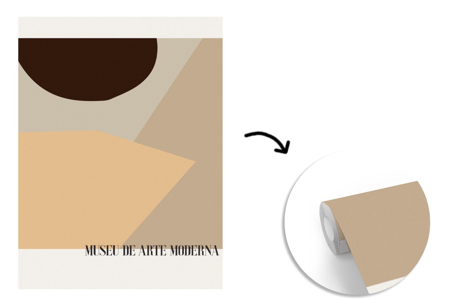 MuchoWow Fototapete Formen - Modern - Wandtapete - Matt, Wohnzimmer, Abstrakt Montagefertig Figuren Tapete - bedruckt, für Kunst, Vinyl St), (4