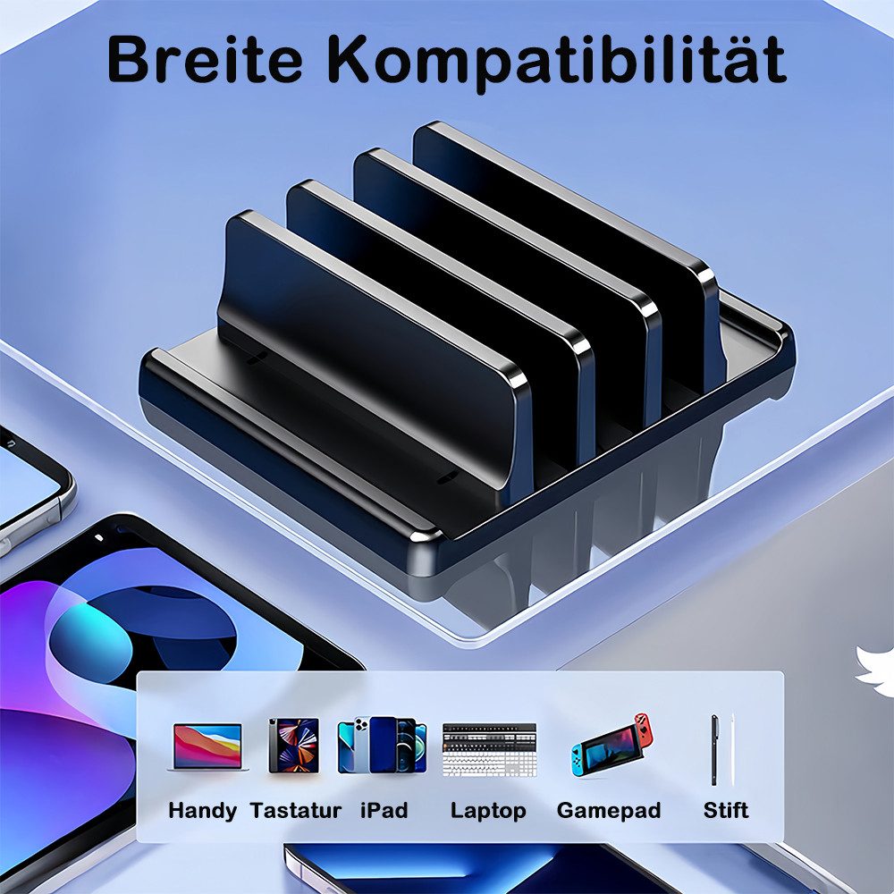 AFKSMILE Laptop-Ständer Vertikaler Laptopständer, 3 Steckplätze Verstellbarer Notebook Ständer, (5 in 1 Platzsparende Tischhalterung für Laptops für MacBook iPa – Bild 5 von 5