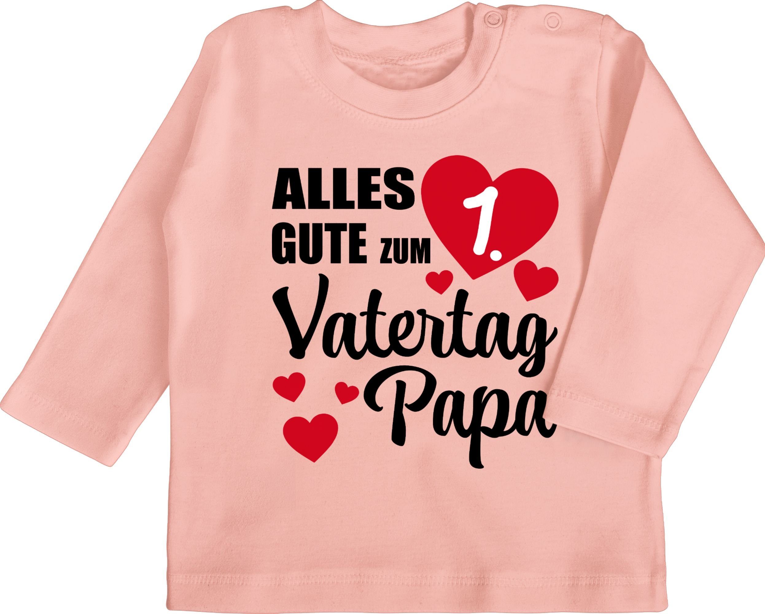 Shirtracer T-Shirt 1. Vatertag - Alles gute zum ersten Vatertag Papa Geschenk Vatertag Baby 2 Babyrosa