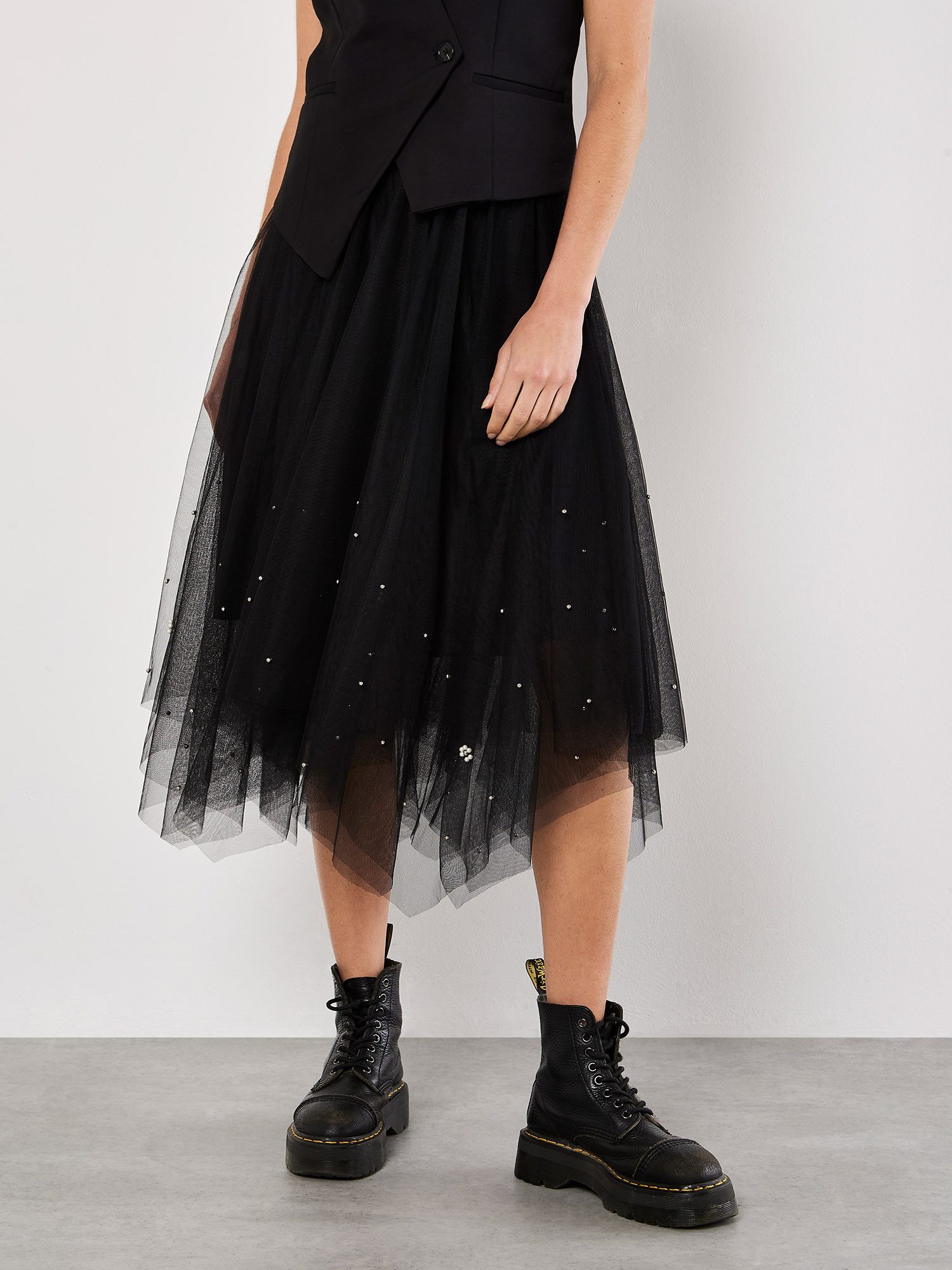 Apricot Midirock Tüllrock mit Perlen günstig online kaufen