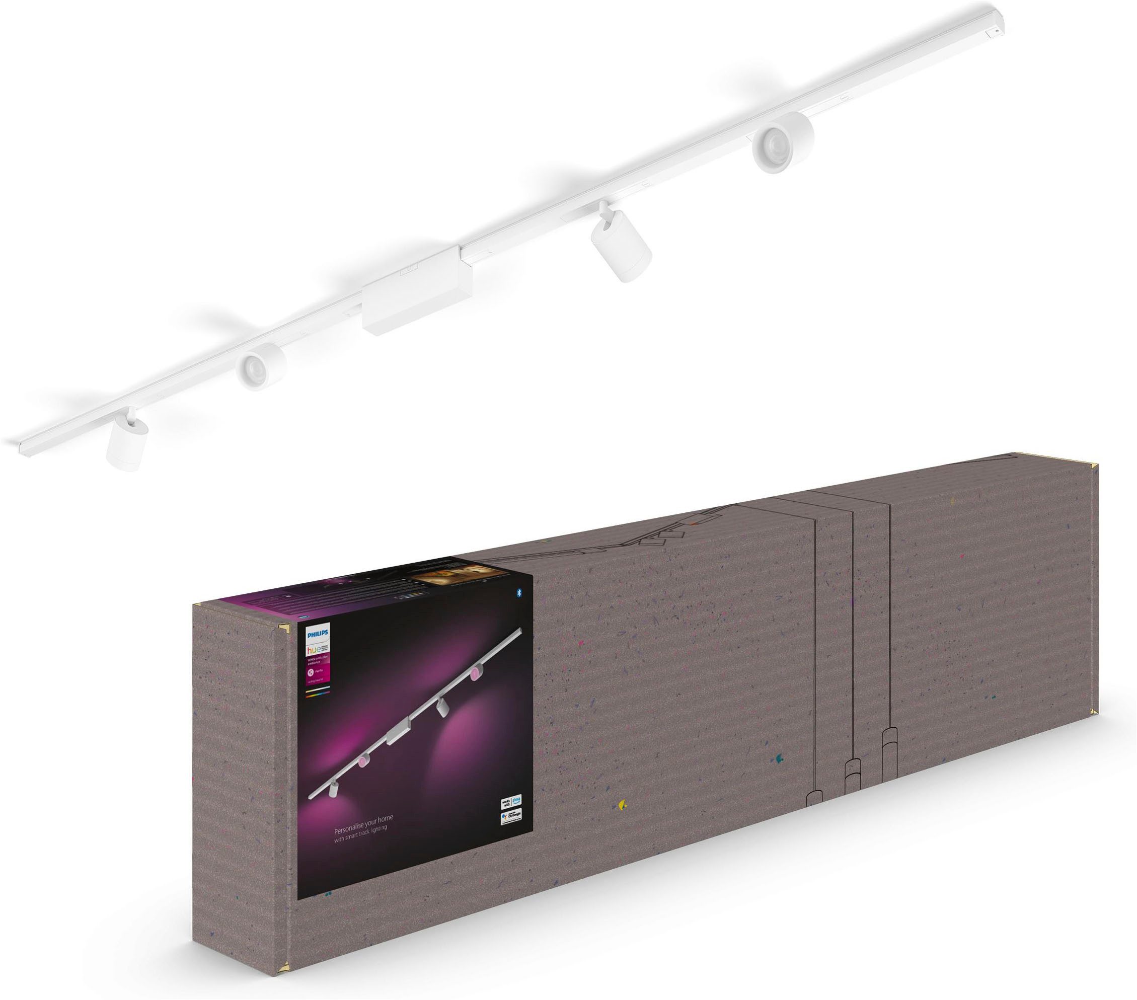 Philips Hue Deckenleuchte Perifo Basis-Set White & Color Ambiance 4 Spots Schwarz, Abschaltautomatik, Bluetooth, CCT - über Fernbedienung, Dimmfunktion, Einschlafhilfe, Farbsteuerung, Farbwechsel, Memory, nach Trennung vom Netz, Nachtlichtfunktion, RGB, Smart Home, Timerfunktion, Weckerfunktion, dimmbar über Fernbedienung, mehrere Helligkeitsstufen, LED fest integriert, Farbwechsler, RGB, warmweiß - kaltweiß, Steuerbar per App und Stimme, Smart Home fähig, Farbfähig und Weißtöne