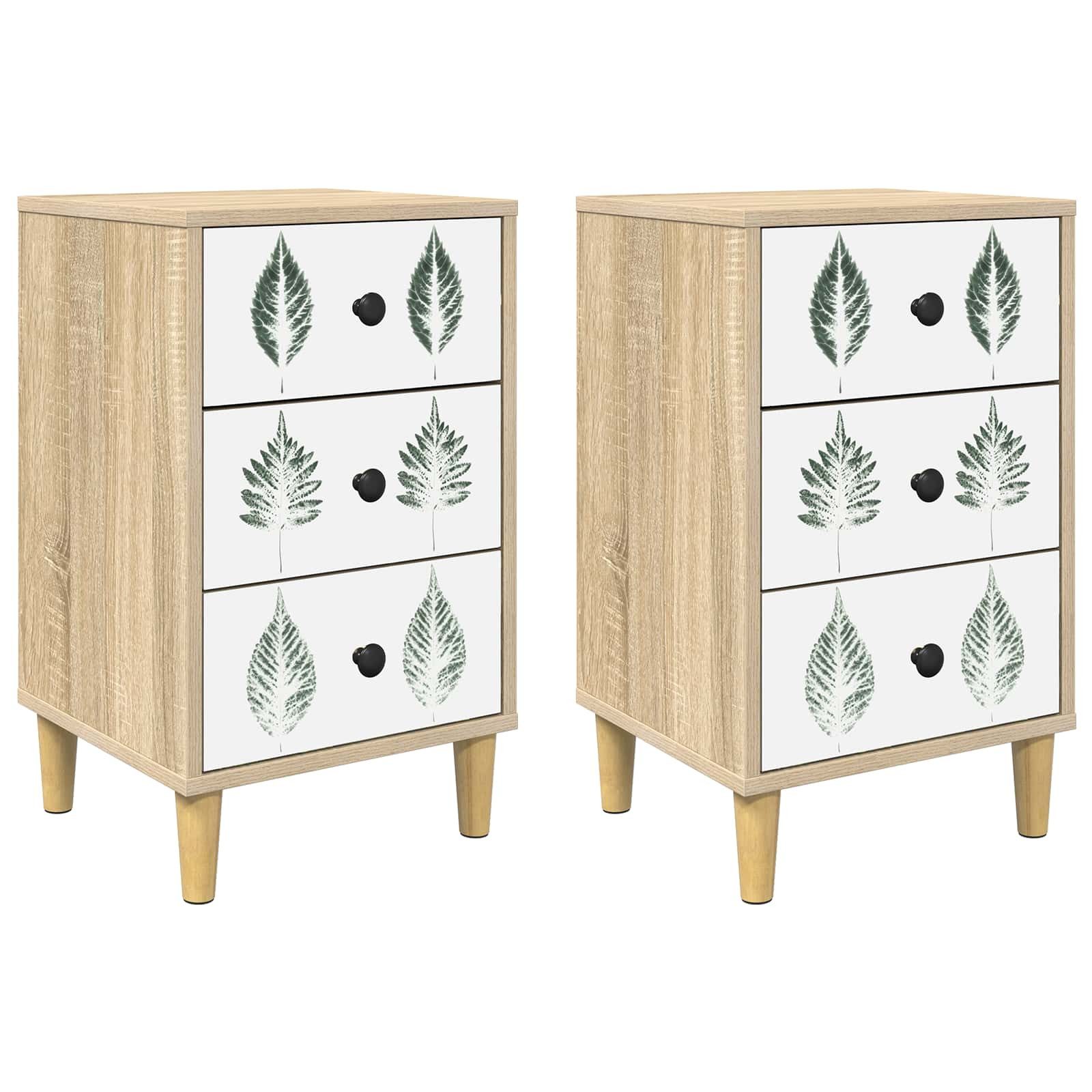 vidaXL Nachttisch Nachttisch HANAU 2 stk. Sonoma-Eiche 36 x 33 x 60 cm (2-St)
