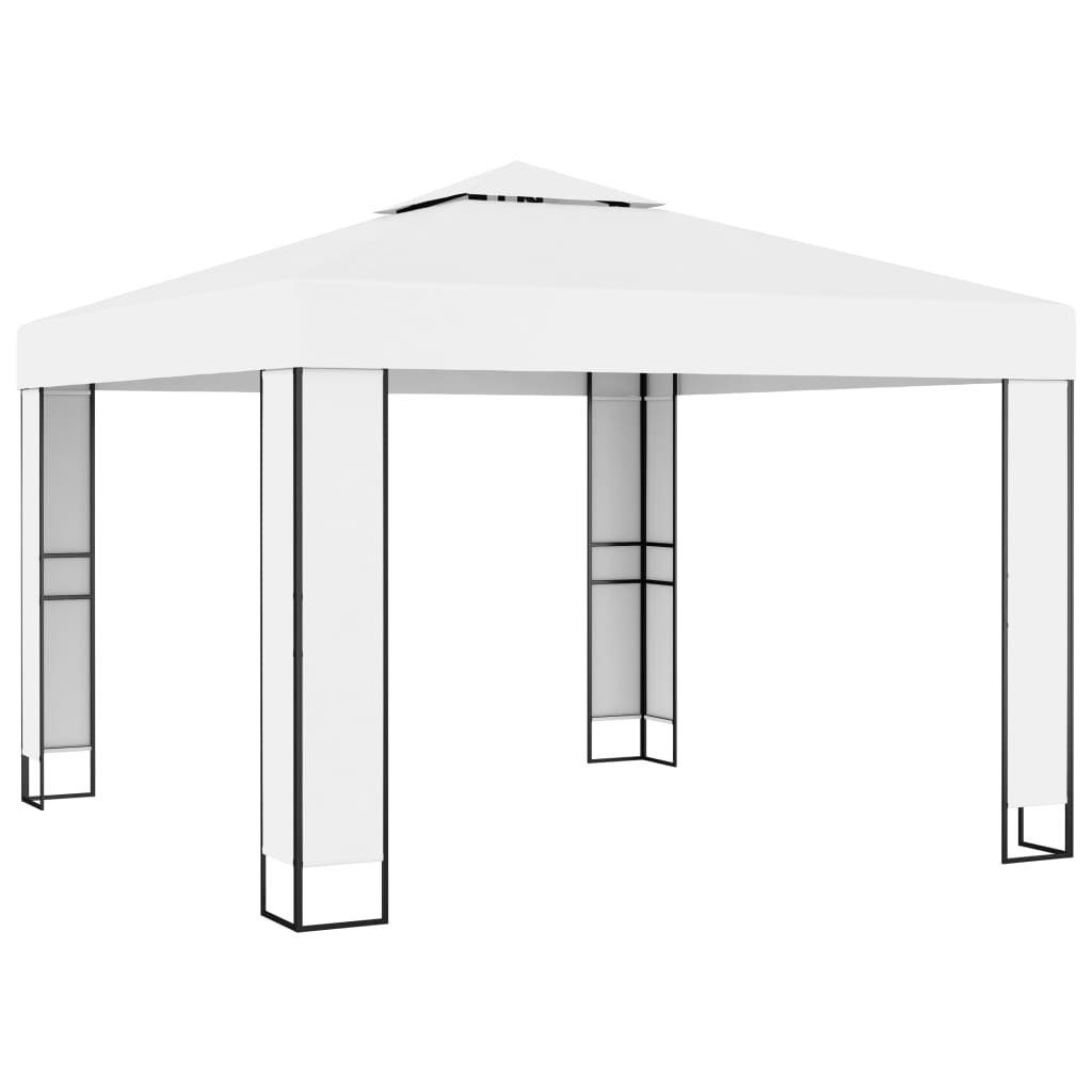 Partyzelt Pavillon mit Doppeldach 3 x 3 m Weiß