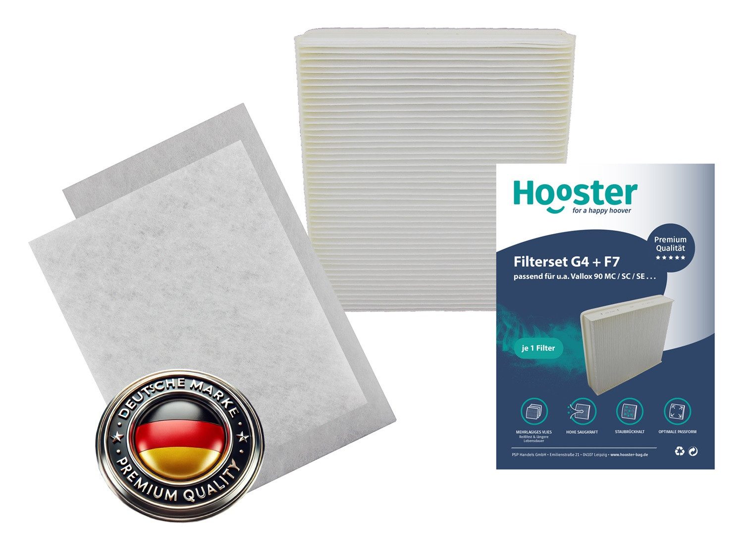 Hooster Luftfilter 1 Filter SET passend für Vallox 90 SC/SE/MC, 2x Filtermatte G4 und 1x Kompaktfilter F7