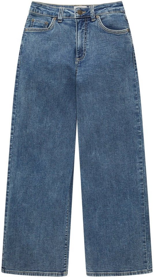 TOM TAILOR Weite Jeans mit Knopf- und Reißverschluss, Abgesteppter  Saum/Kante