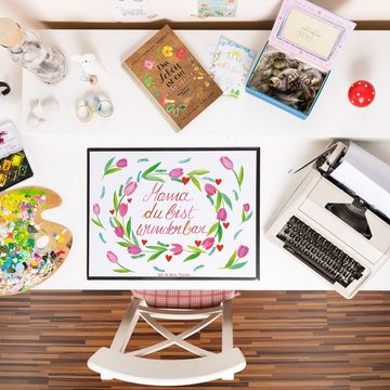 Mr. & Mrs. Panda Schreibtischunterlage Mama Tulpen - Geschenk, Naturliebhaber, Schreibtischunterlage Groß, O, (1 tlg)
