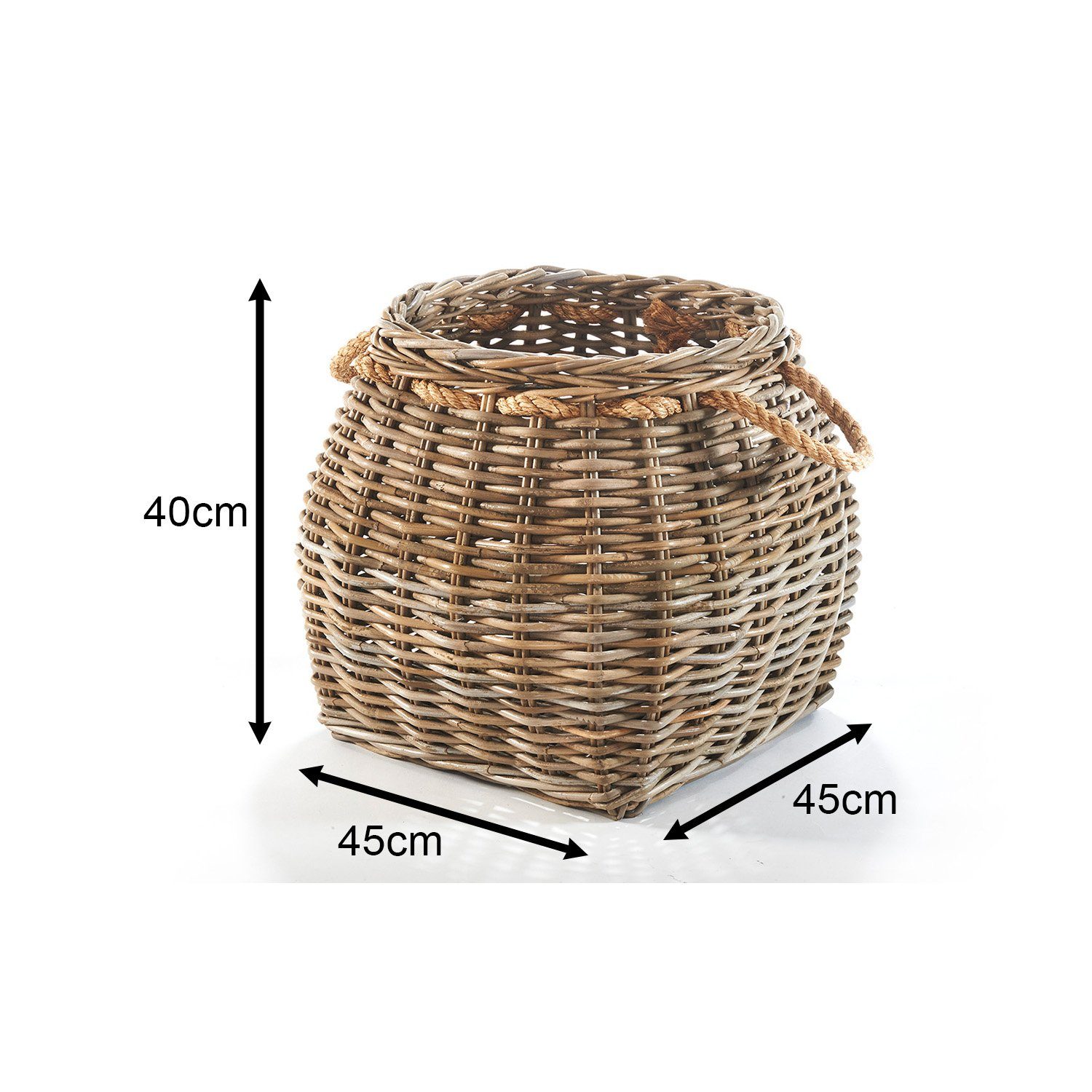 Kobolo Aufbewahrungskorb Korb aus Rattan geflochten kubu grey mit Seilgriff günstig online kaufen