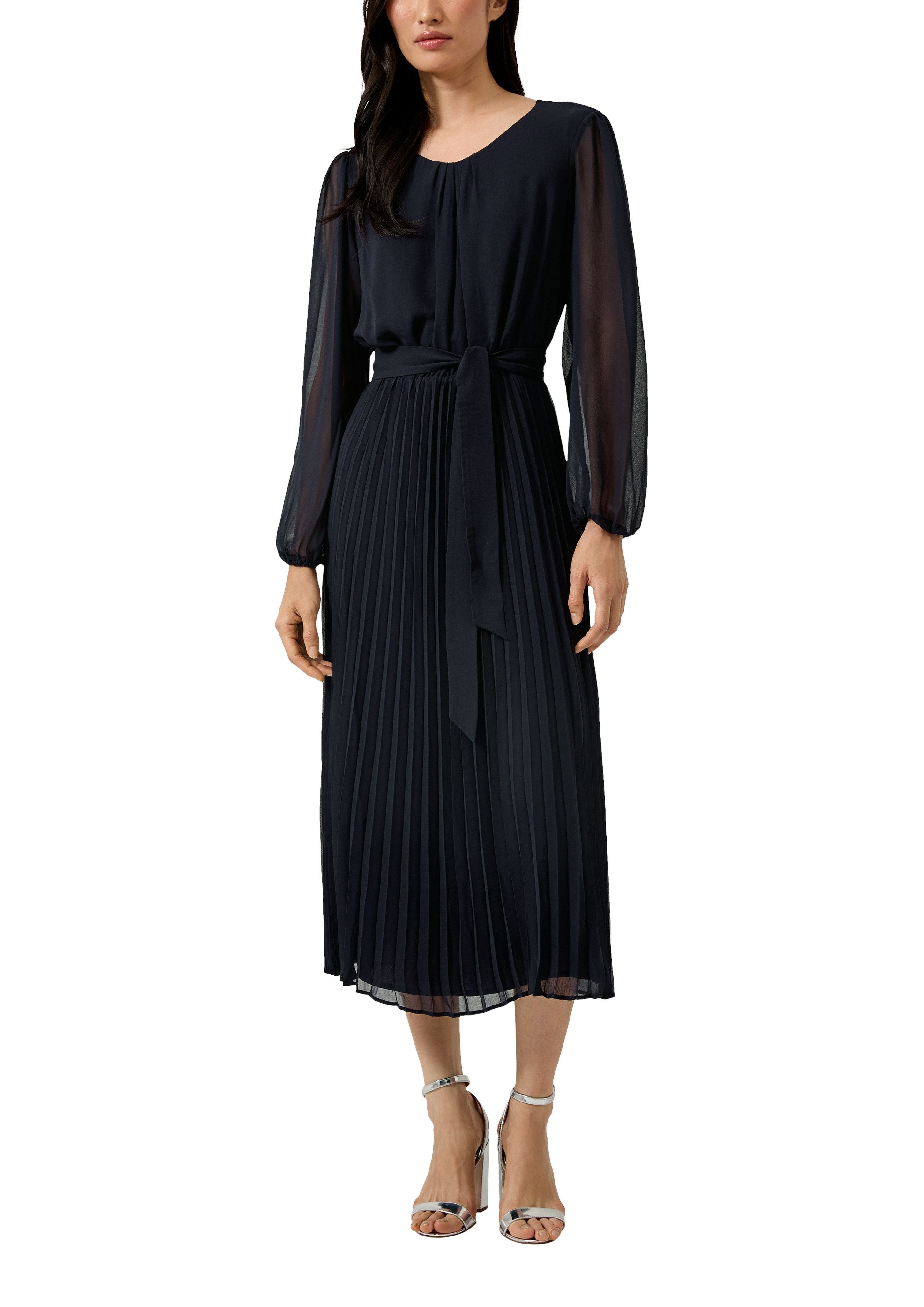 s.Oliver BLACK LABEL Meshkleid mit seitlichem Bindegürtel