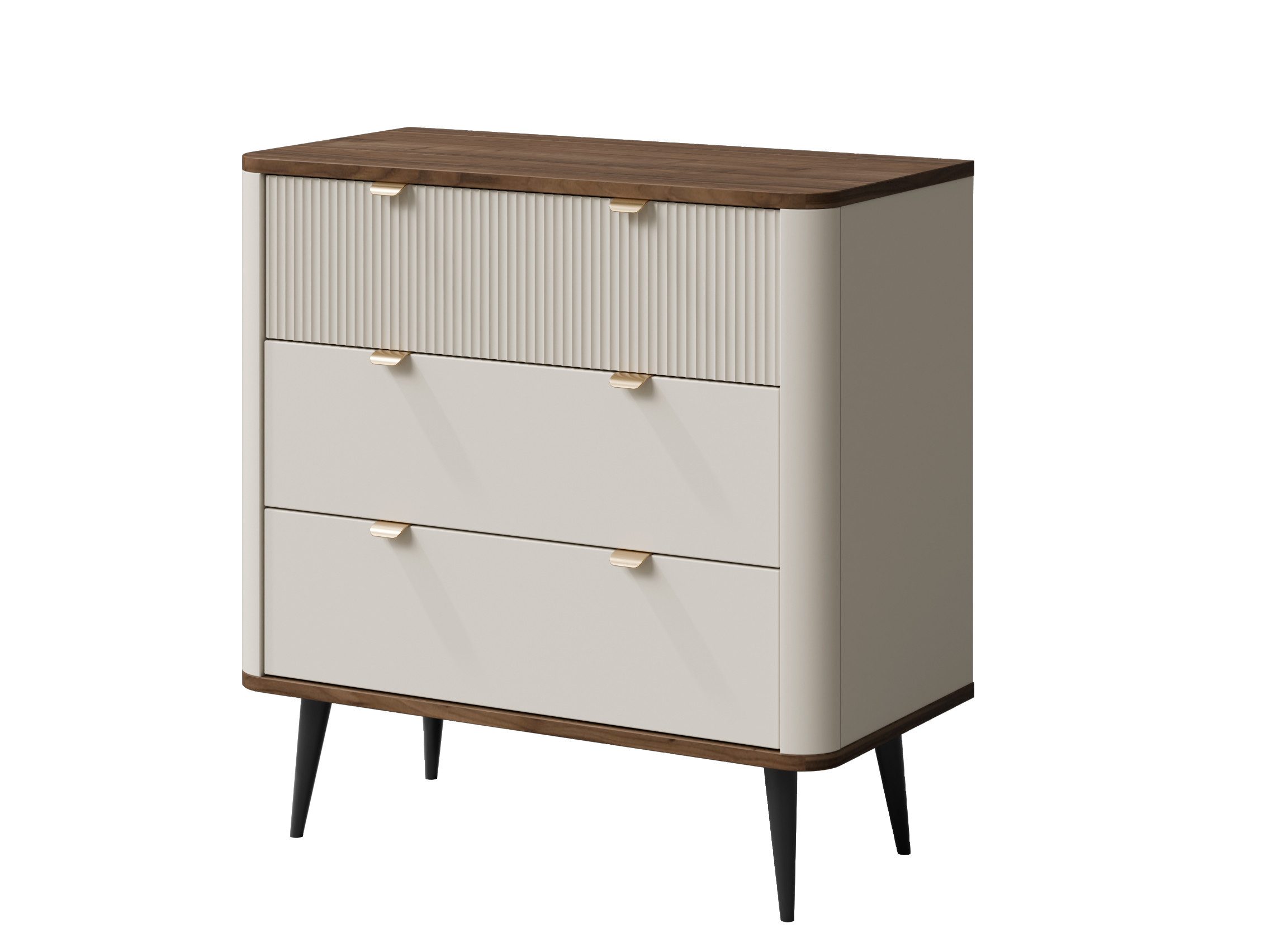 Compleo Kommode schmal, 90 cm breit, Sideboard mit 3 Schublade LILIA, Modern design