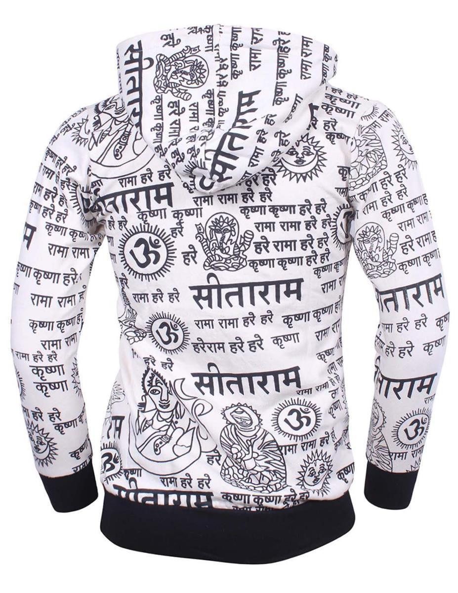 Vishes Kapuzensweatjacke Kapuzenjacke Bedruckt Sanskrit Om Hoodie Jersey Baumwolle Alternative Mode, Boho, Hippie, Ethno, Festival