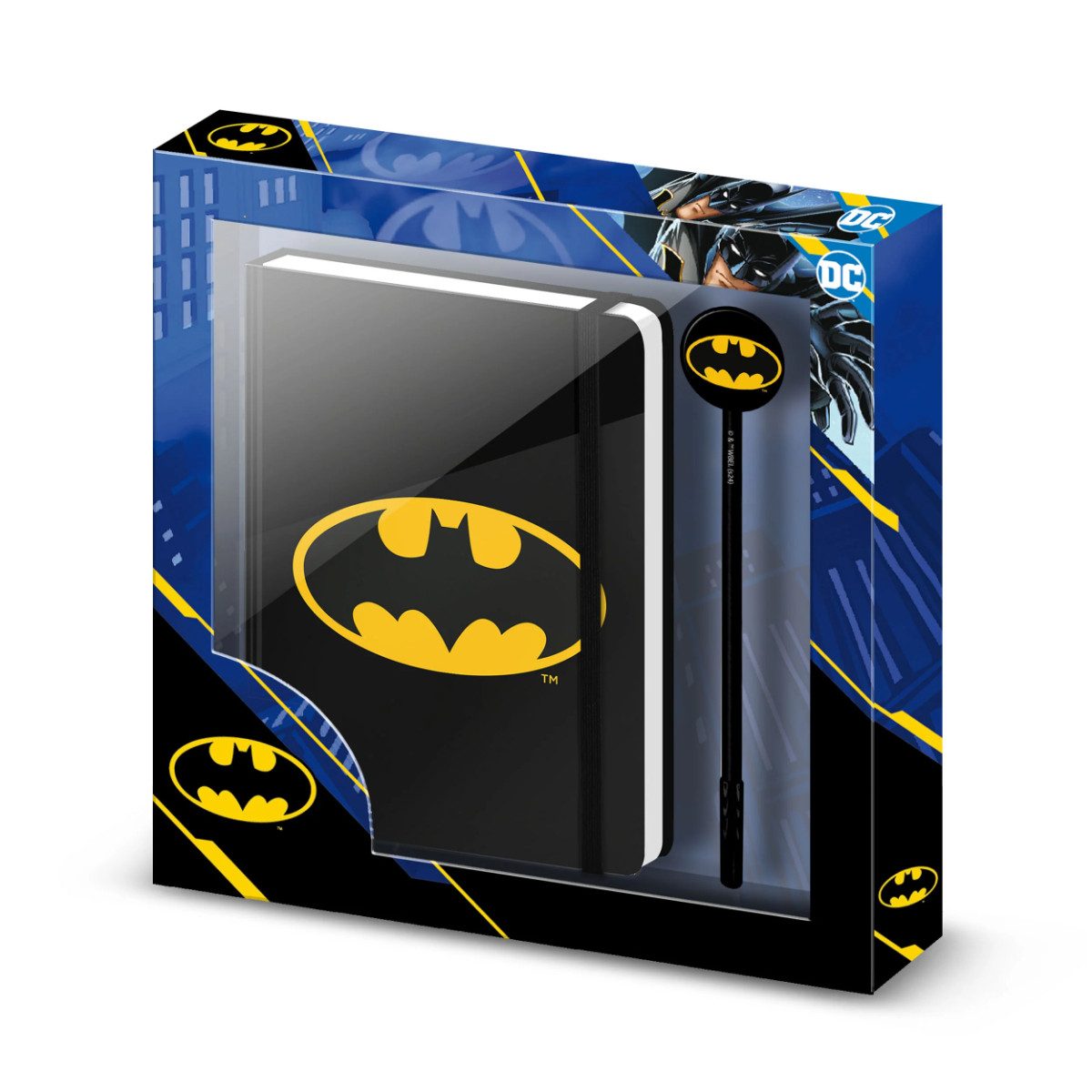 Batman Notizbuch Set Schwarz mit Kugelschreiber Geschenkbox Schreibset