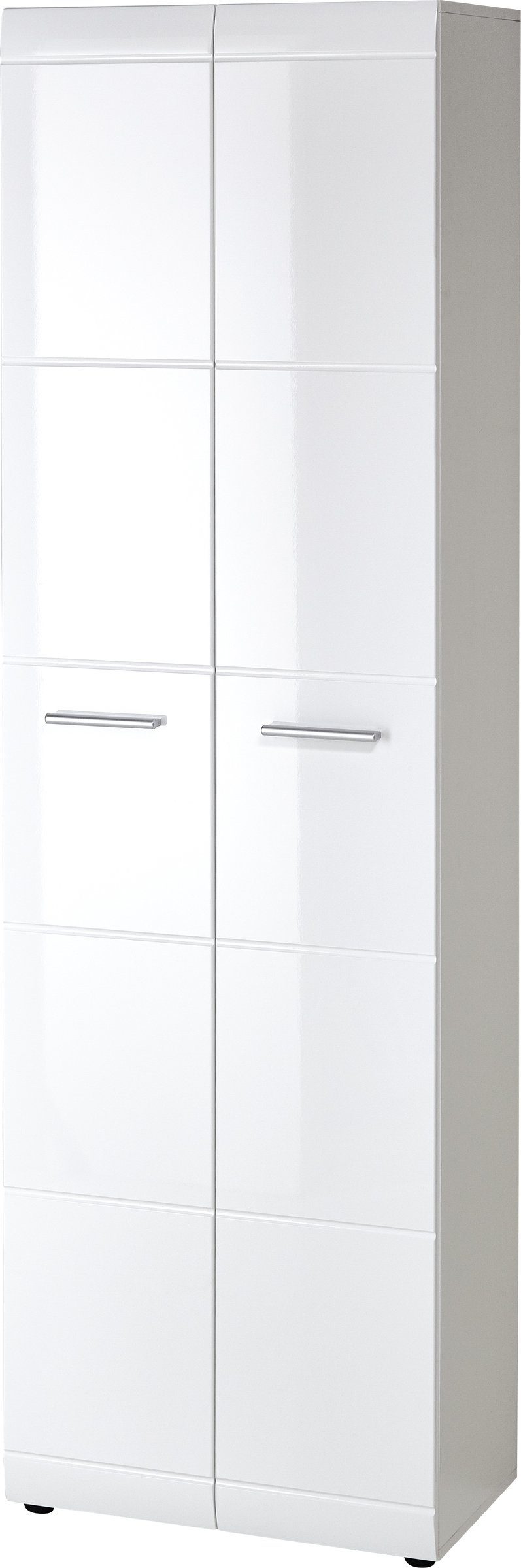 möbelando Garderobenschrank 402 (BxHxT: 59x197x37 cm) in weiss mit 2 Türen und 4 Einlegeböden