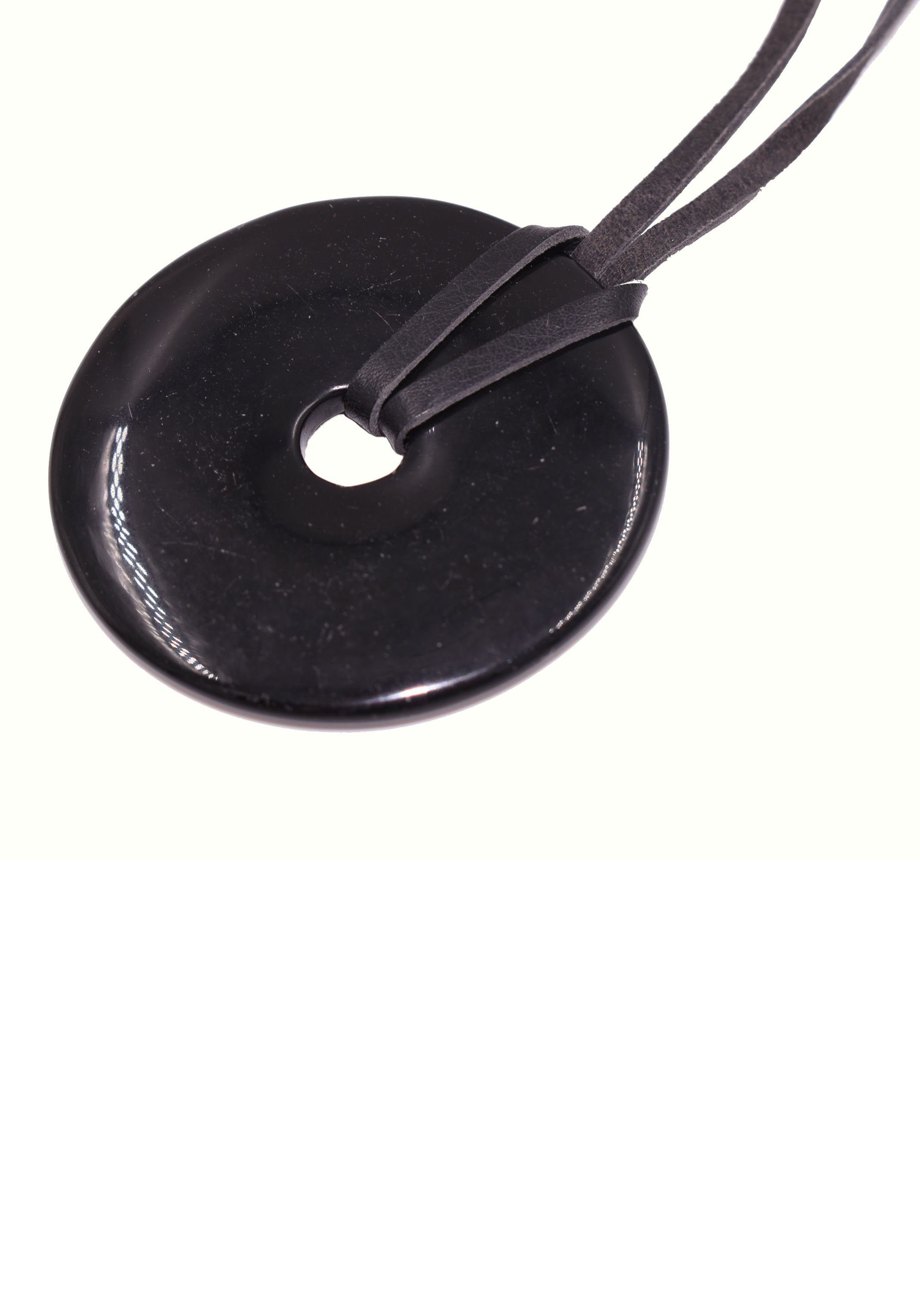 Firetti Kette mit Anhänger Schmuck Geschenk Donut, Made in Germany - mit Onyx, Aventurin, Dalmatiner Jaspis oder Obsidian