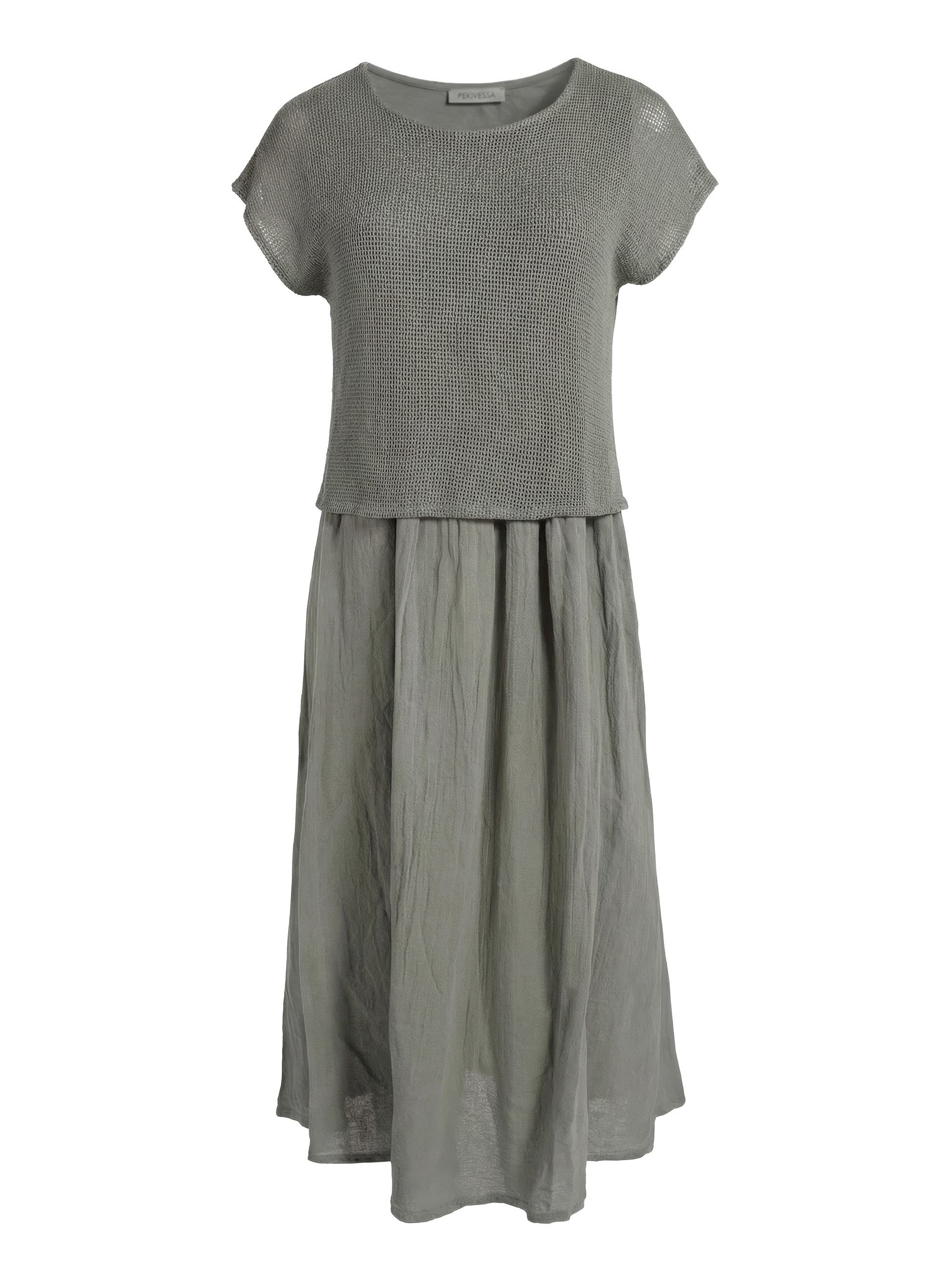 PEKIVESSA Sommerkleid Lässiges Midikleid im angesagten Lagen-Look aus Baumwolle-Leinen-Webstoff – Bild 2 von 5