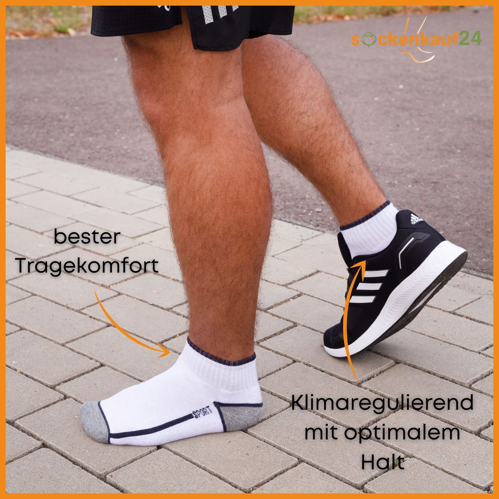 sockenkauf24 Sneakersocken 6 oder 12 Paar SPORT Socken Damen & Herren Sportsocken (6-Paar, 43-46) mit Frotteesohle Baumwolle - 16215/18 WP